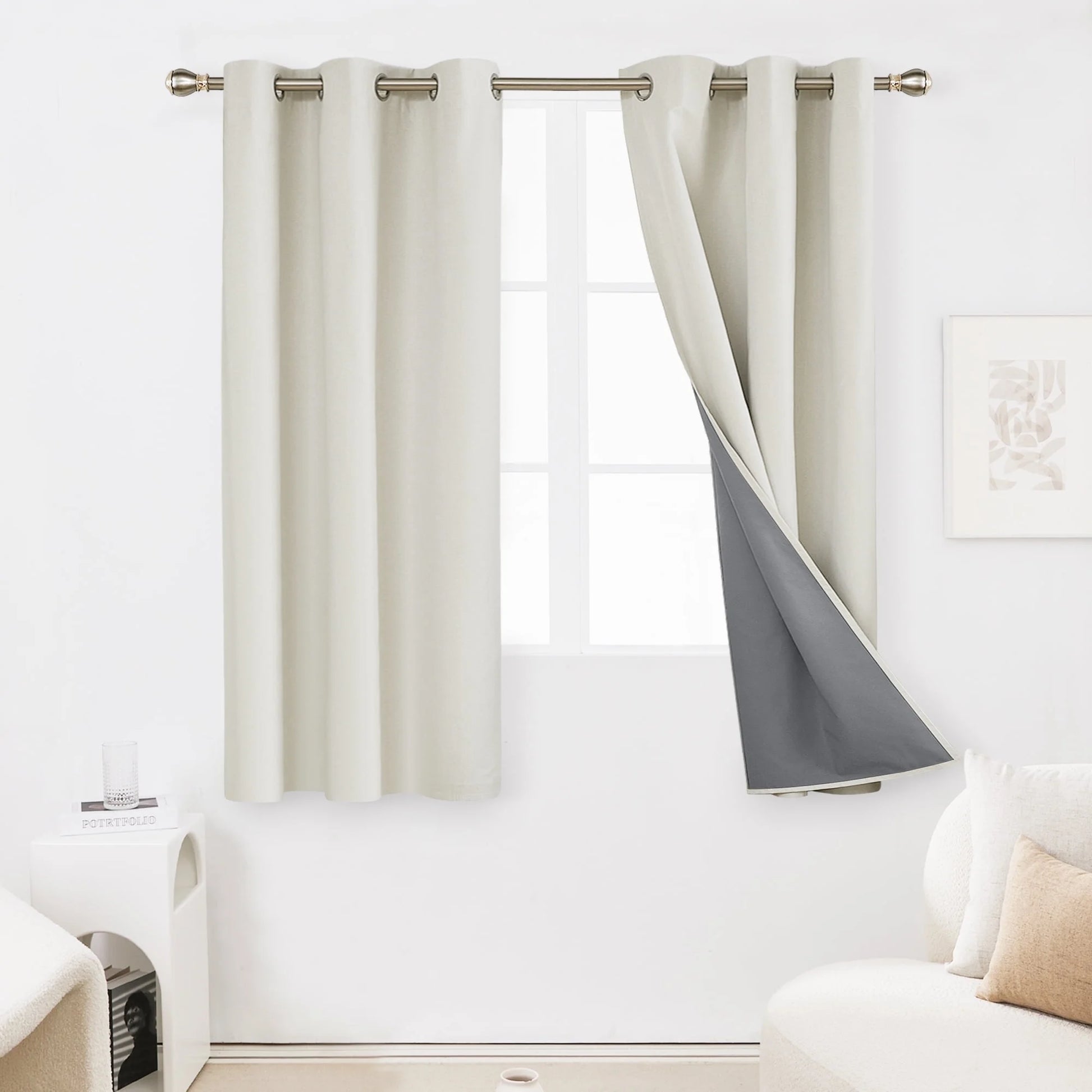 Total Blackout Curtains 2 Panels, Grommet Curtains Total Light Blocking Curtain, Soundproof Curtains for Bedroom (Khaki, 42W X 95L Inch)
