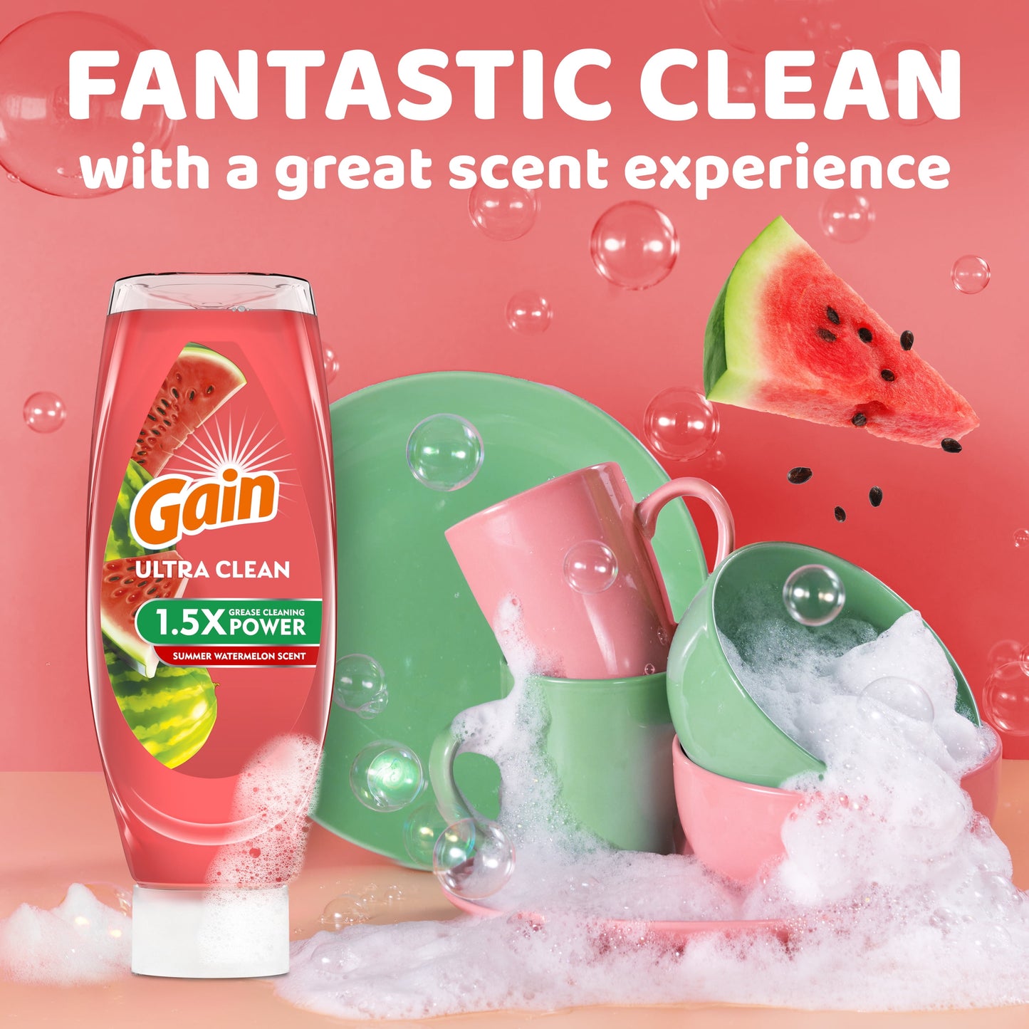 Ultra Original Ez-Squeeze Dish Soap, Dishwashing Liquid, Summer Watermelon, 24.3 Fl Oz