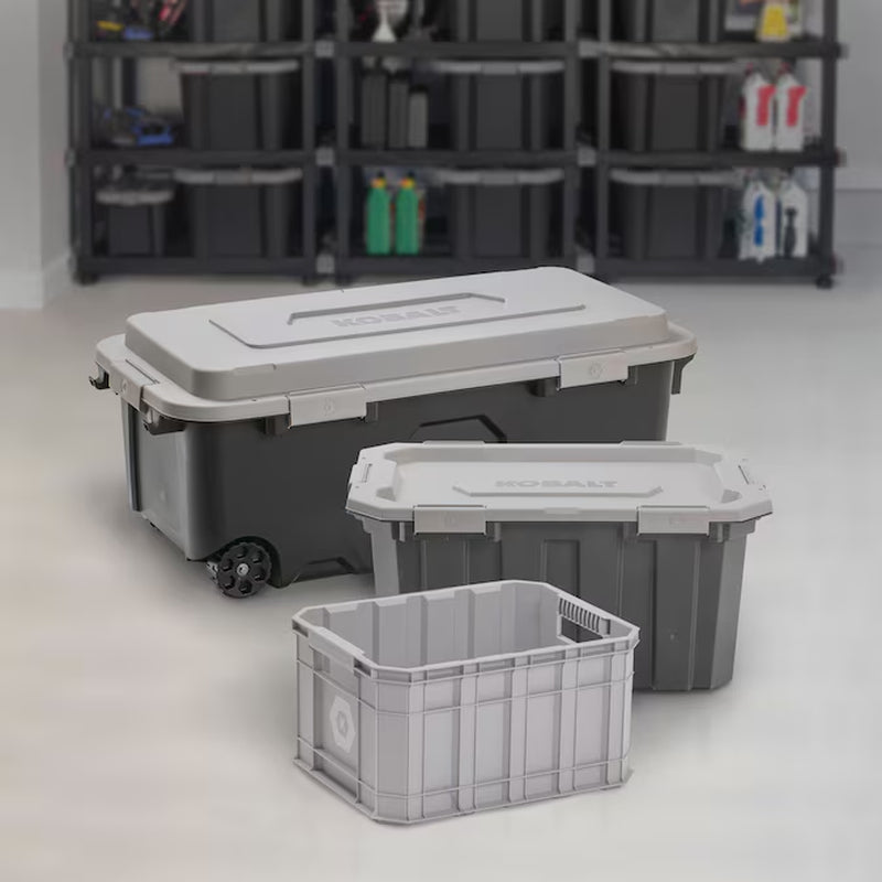 Grey Heavy Duty Stackable Tote Medium 8.5 -Gallons ( 34 -Quarts ) 