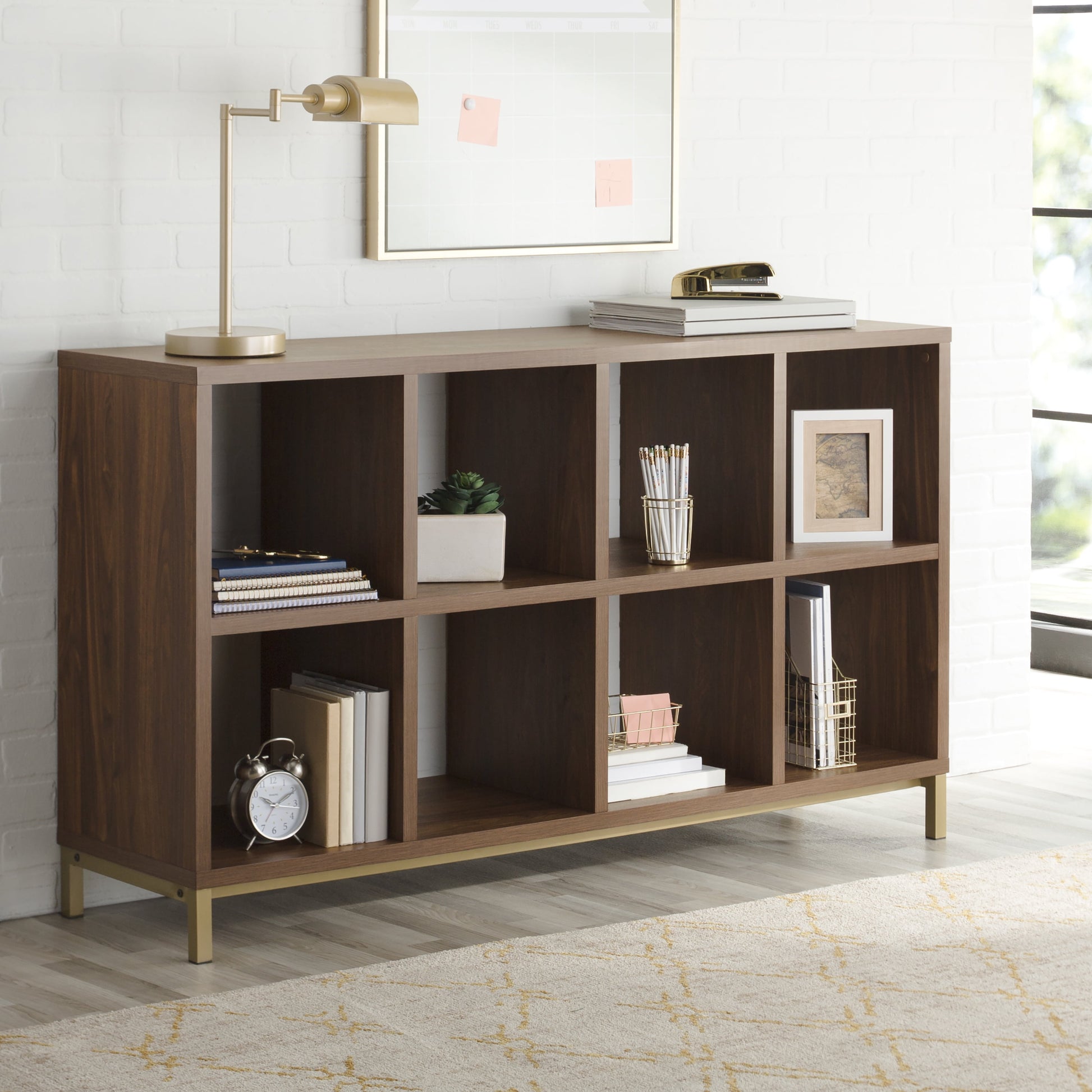 8-Cube Organizer with Metal Base, Vintage Walnut