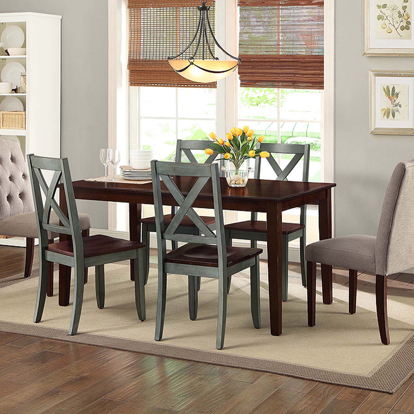 Maddox Crossing Dining Chairs, Set of 2, Dark Seafoam Finish