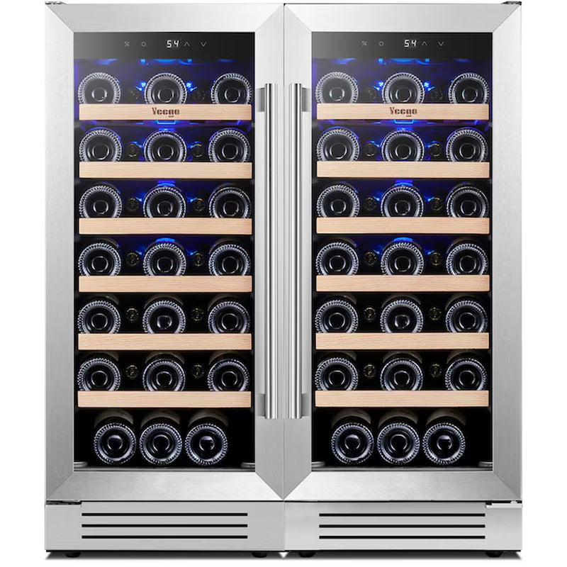 30-In W 66 -Bottles Stainless Steel Dual Zone Cooling Built-In/Freestanding Indoor Wine Cooler