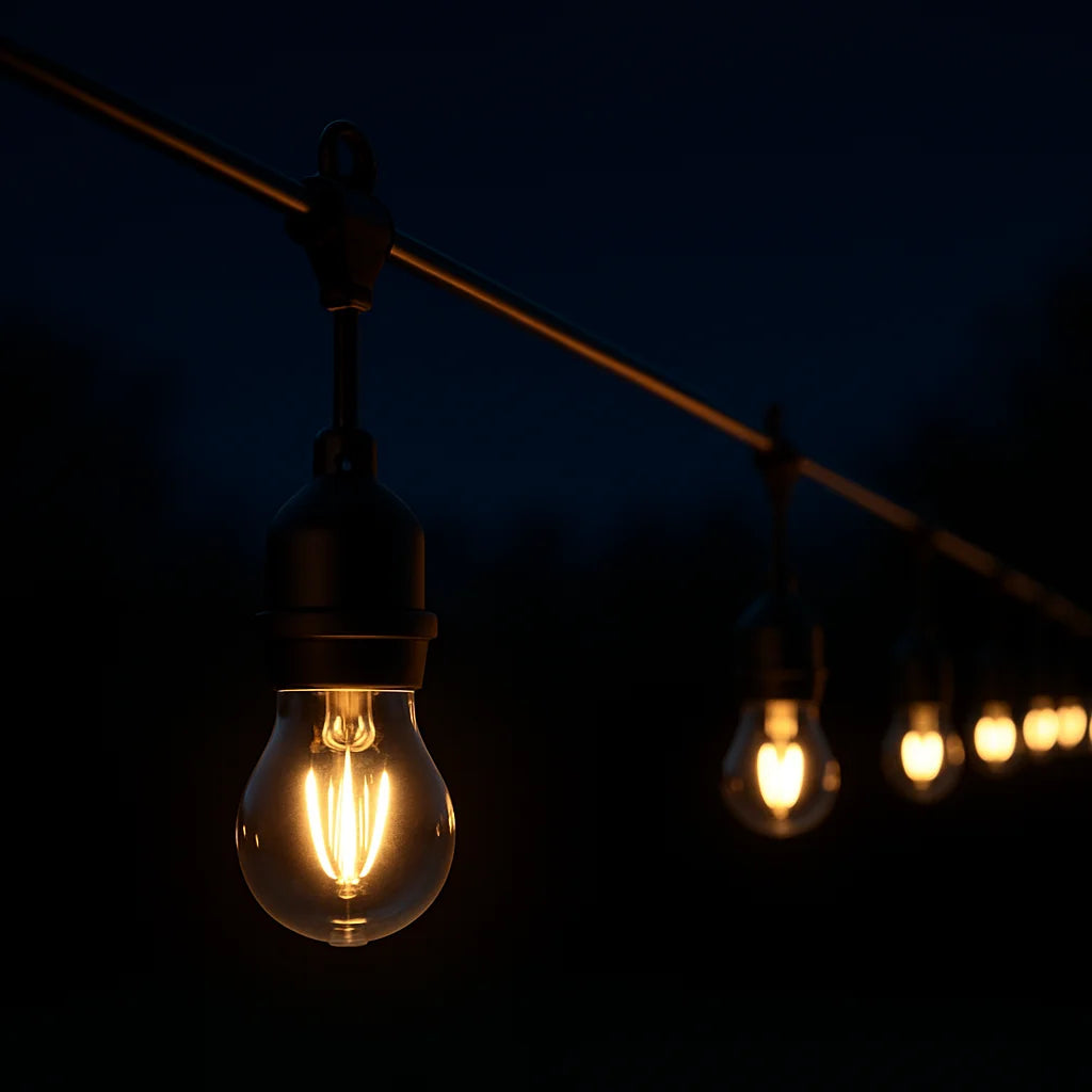 (2 Pack)  24-Foot Outdoor Commercial String Lights, 12 Shatterproof LED Bulbs, Indoor/Outdoor Use