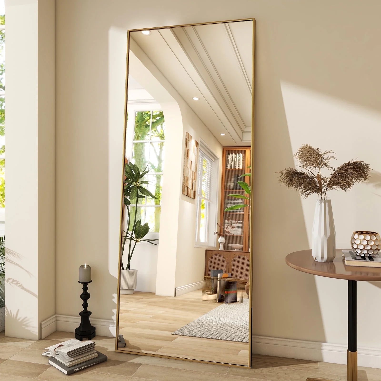 71"X26" Full Length Mirror Oversized Rectangle Body Dressing Floor Mirrors for Standing Leaning, Black