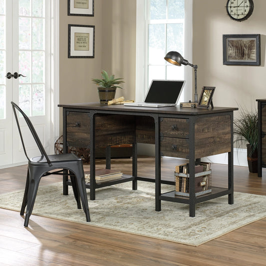Steel River Pedestal Desk, Carbon Oak Finish
