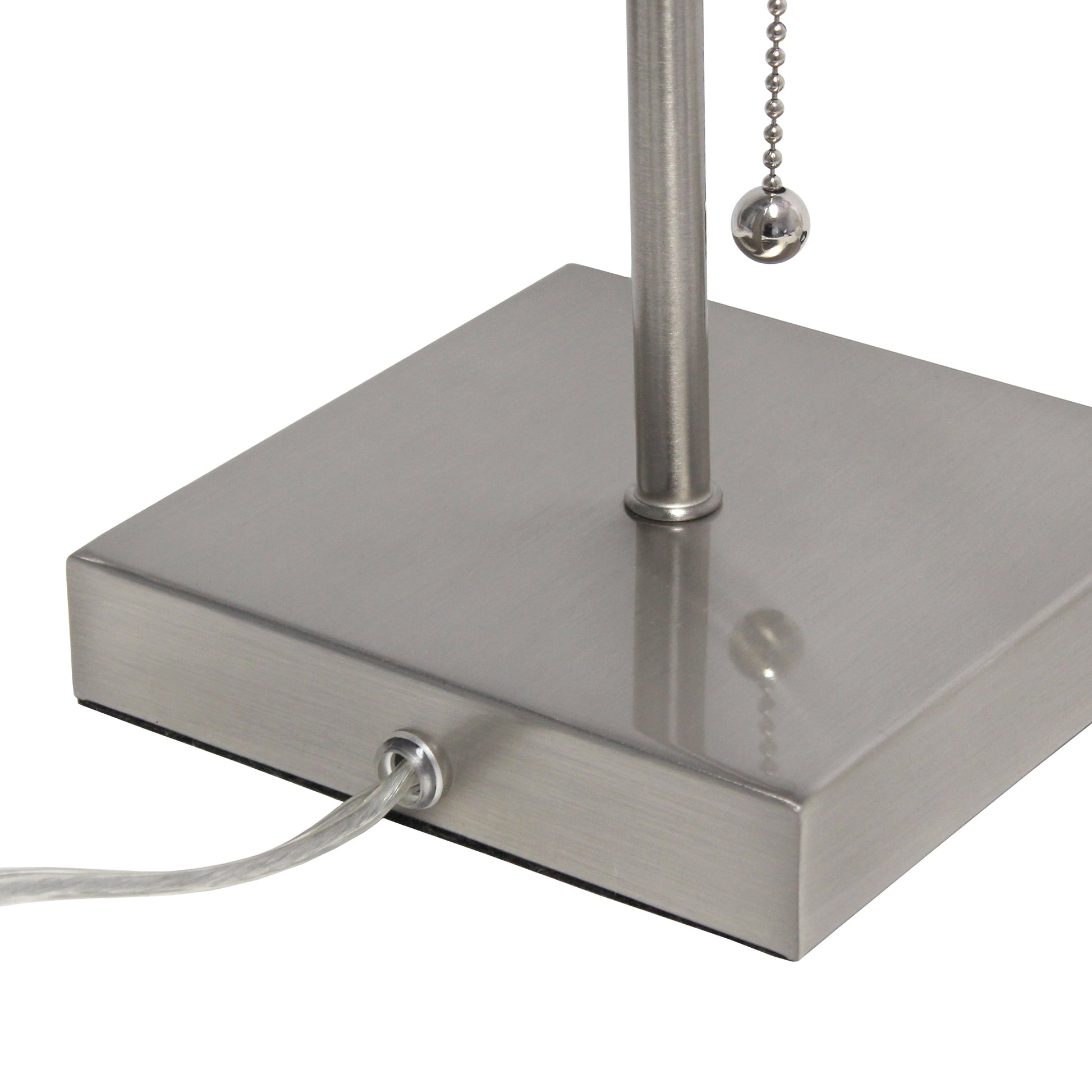14.25" Petite Brushed Nickel Stick Lamp 2 Pack Set with USB Charging Port, Gray Shade
