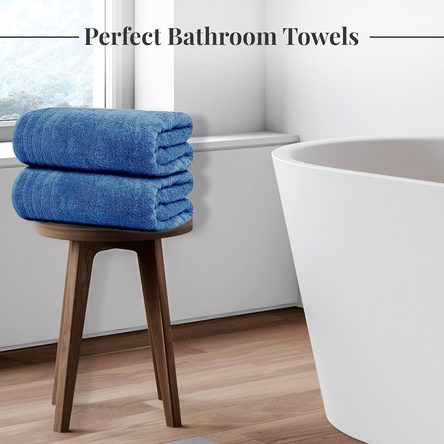 Pack of 8 Towels Set, 2 Extra Large Bath, 2 Hand, 4 Washcloths, 100% Cotton, Lighter Weight, Quicker to Dry, Super Absorbent, Perfect for Bathroom, Blue