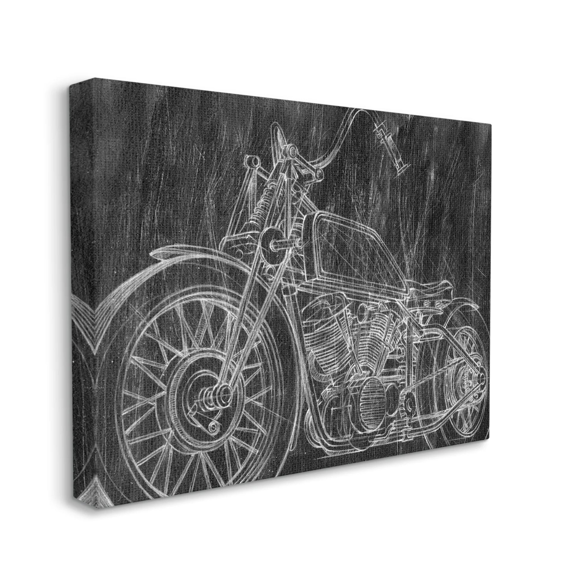 The Stupell Home Decor Monotone Black and White Motorcycle Sketch Framed Art, 11 X 14, Design by Artist Ethan Harper Black 16 X 20 Black