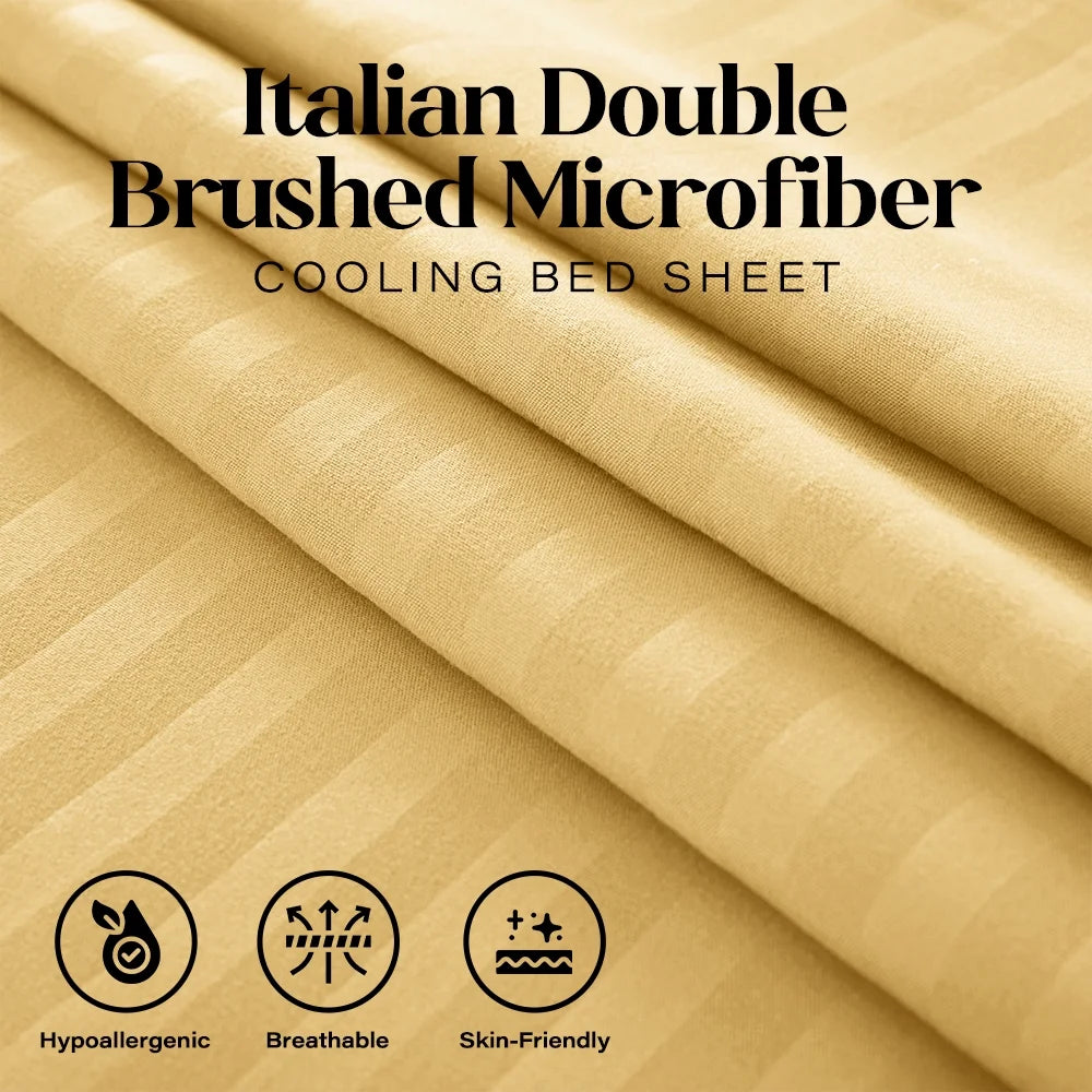 1800 Series Premium Deep Pocket Bed Sheet Set by  Microfiber Bedding -Includes Flat Sheet-Fitted Sheet- Pillowcases, Size: King, Queen, Full, Twin - TWIN GOLD