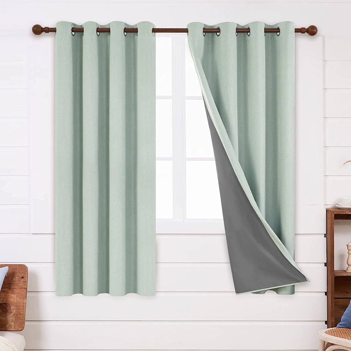 Total Blackout Curtains 2 Panels, Grommet Curtains Total Light Blocking Curtain, Soundproof Curtains for Bedroom (Khaki, 42W X 95L Inch)