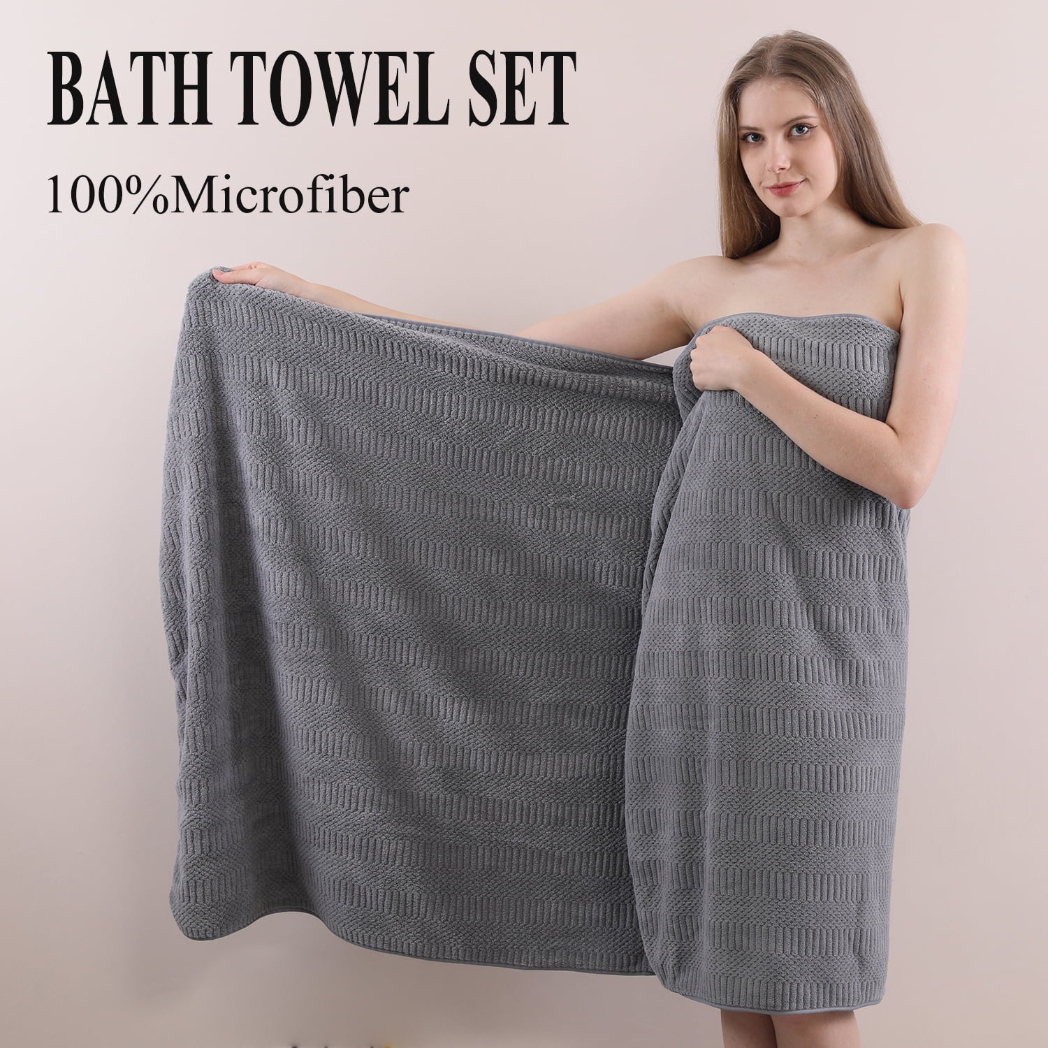 Bathroom Towel Set Dark Gray 4-Piece 700GSM Ultra Microfiber Bath Towel Set for Adult, Child and Senior