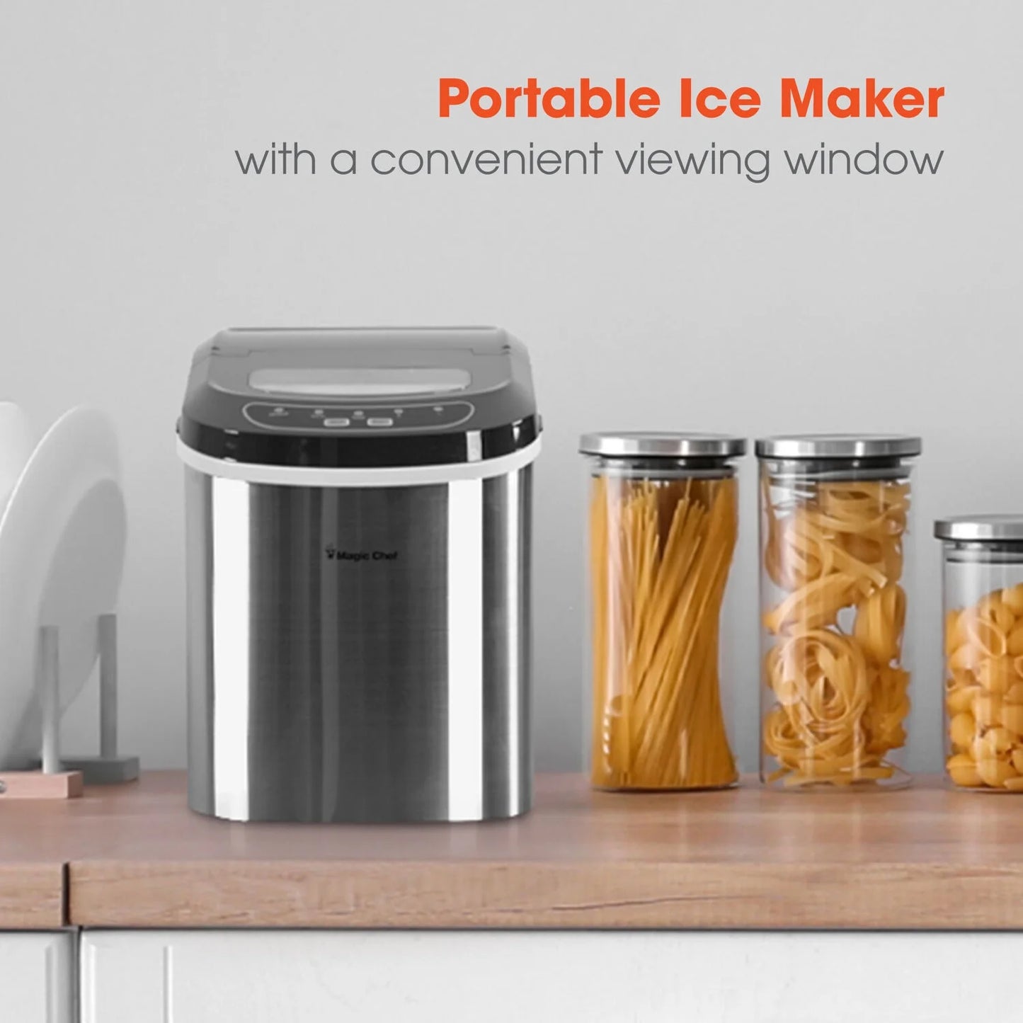 27 Lb Capacity Portable Countertop Ice Maker, Stainless Steel (Bullet Ice)