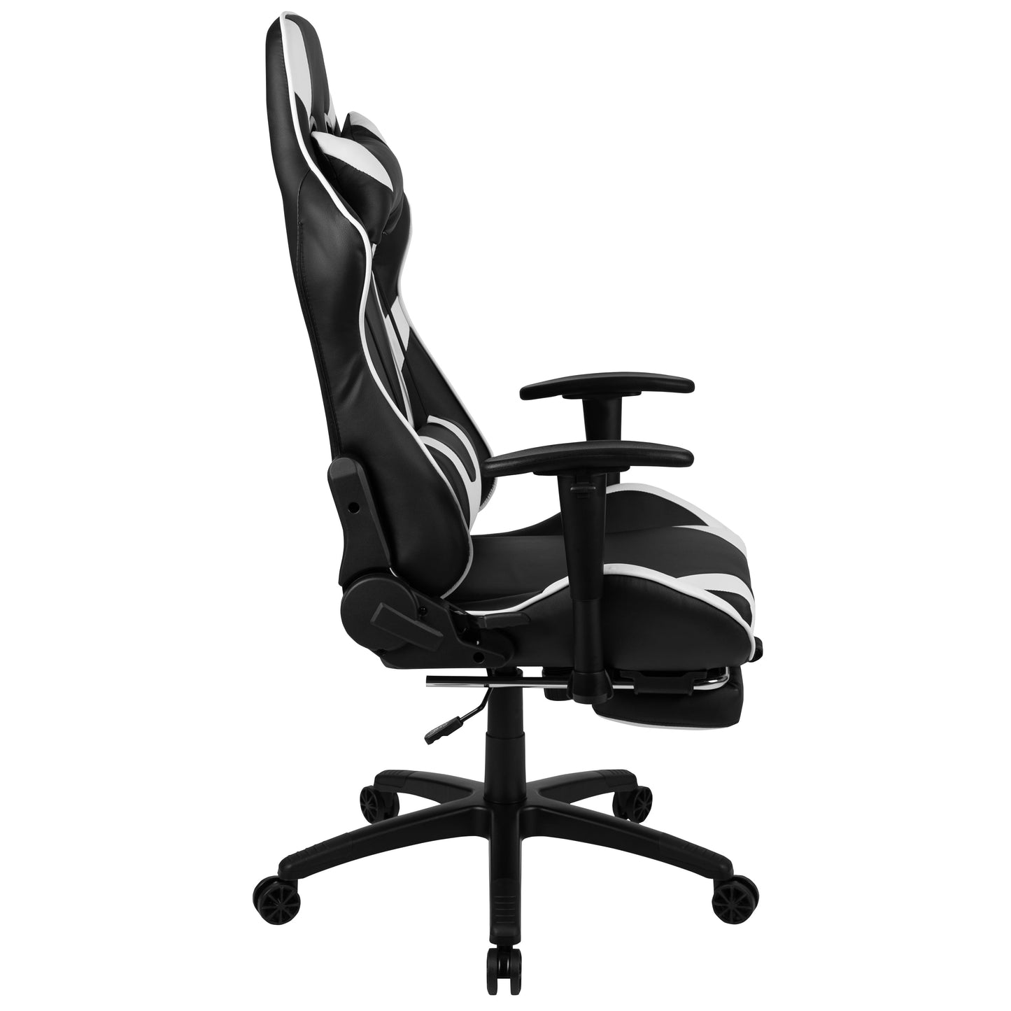 X30 Gaming Chair Racing Office Ergonomic Computer Chair with Fully Reclining Back and Slide-Out Footrest in Black Leathersoft