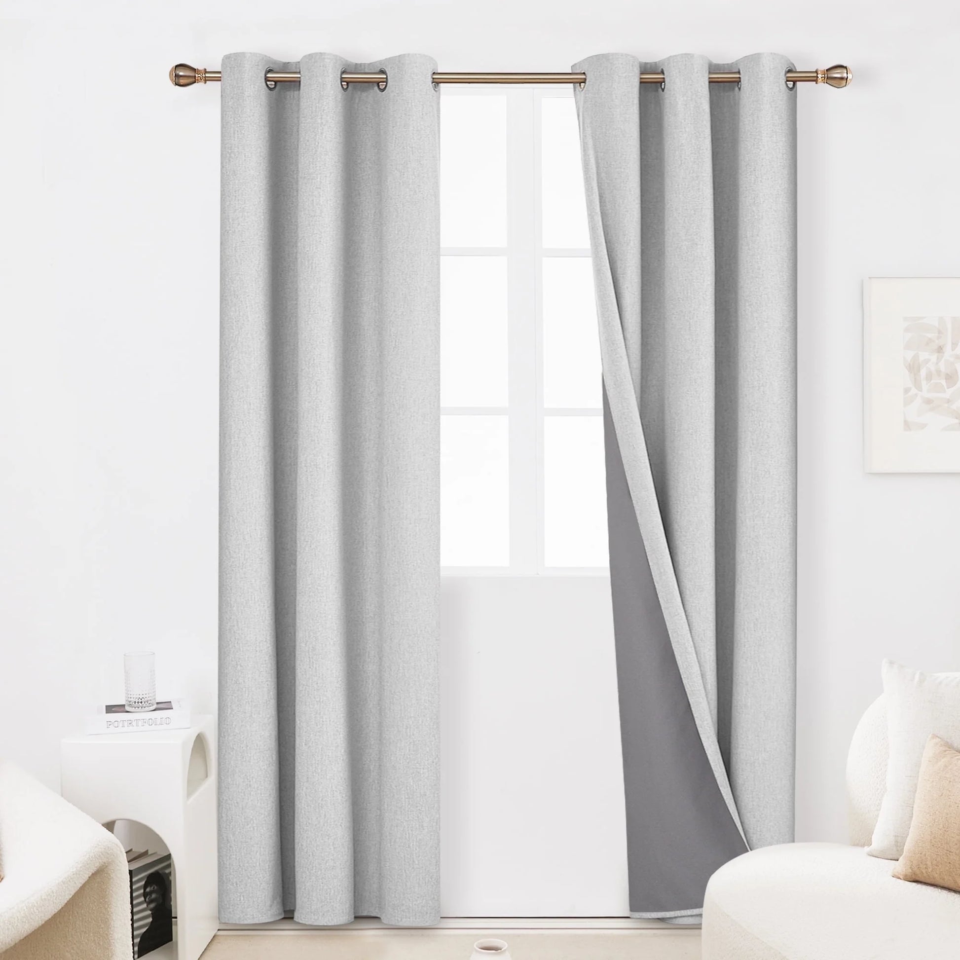 Total Blackout Curtains 2 Panels, Grommet Curtains Total Light Blocking Curtain, Soundproof Curtains for Bedroom (Khaki, 42W X 95L Inch)