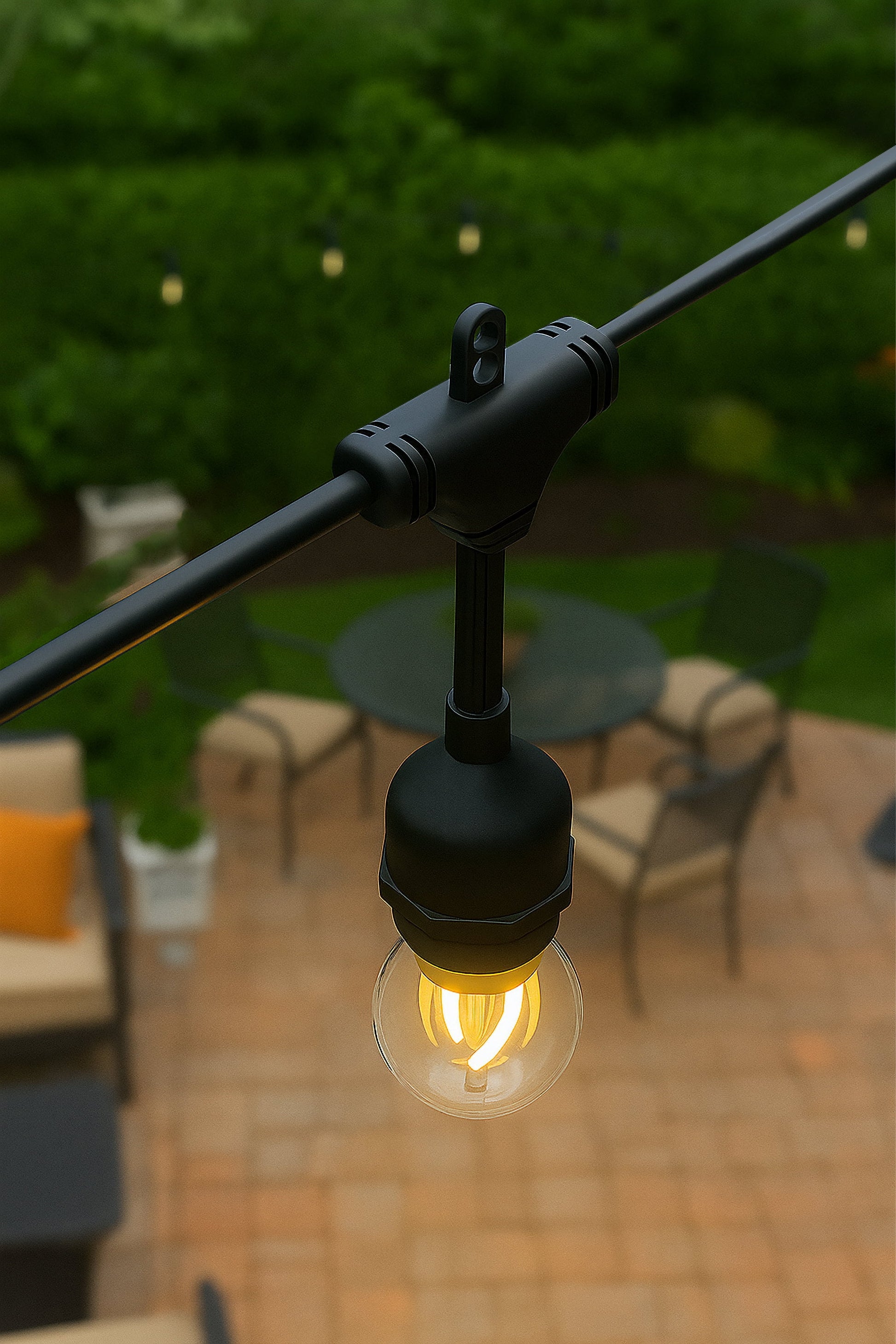 (2 Pack)  24-Foot Outdoor Commercial String Lights, 12 Shatterproof LED Bulbs, Indoor/Outdoor Use