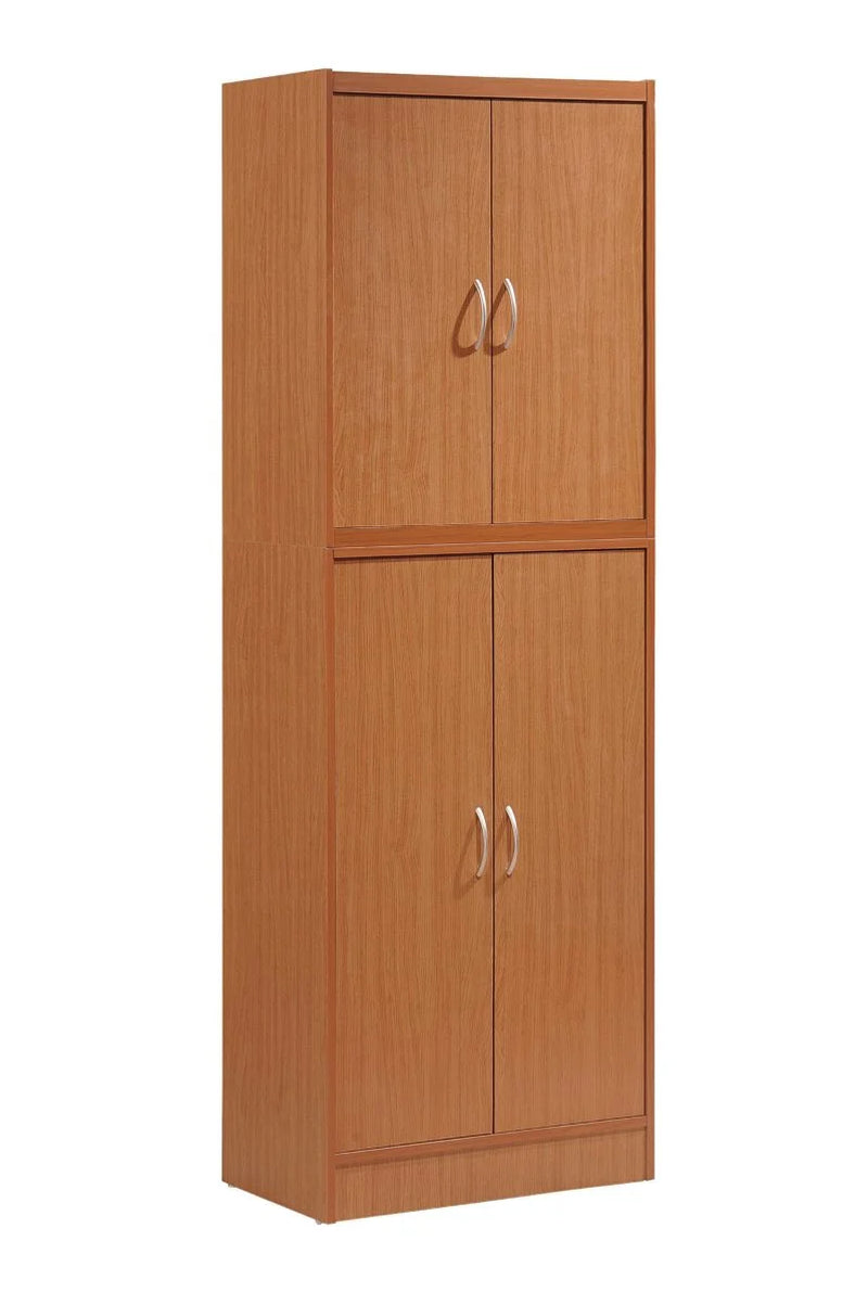 4-Door Kitchen Pantry with 4-Shelves, Chocolate-Grey