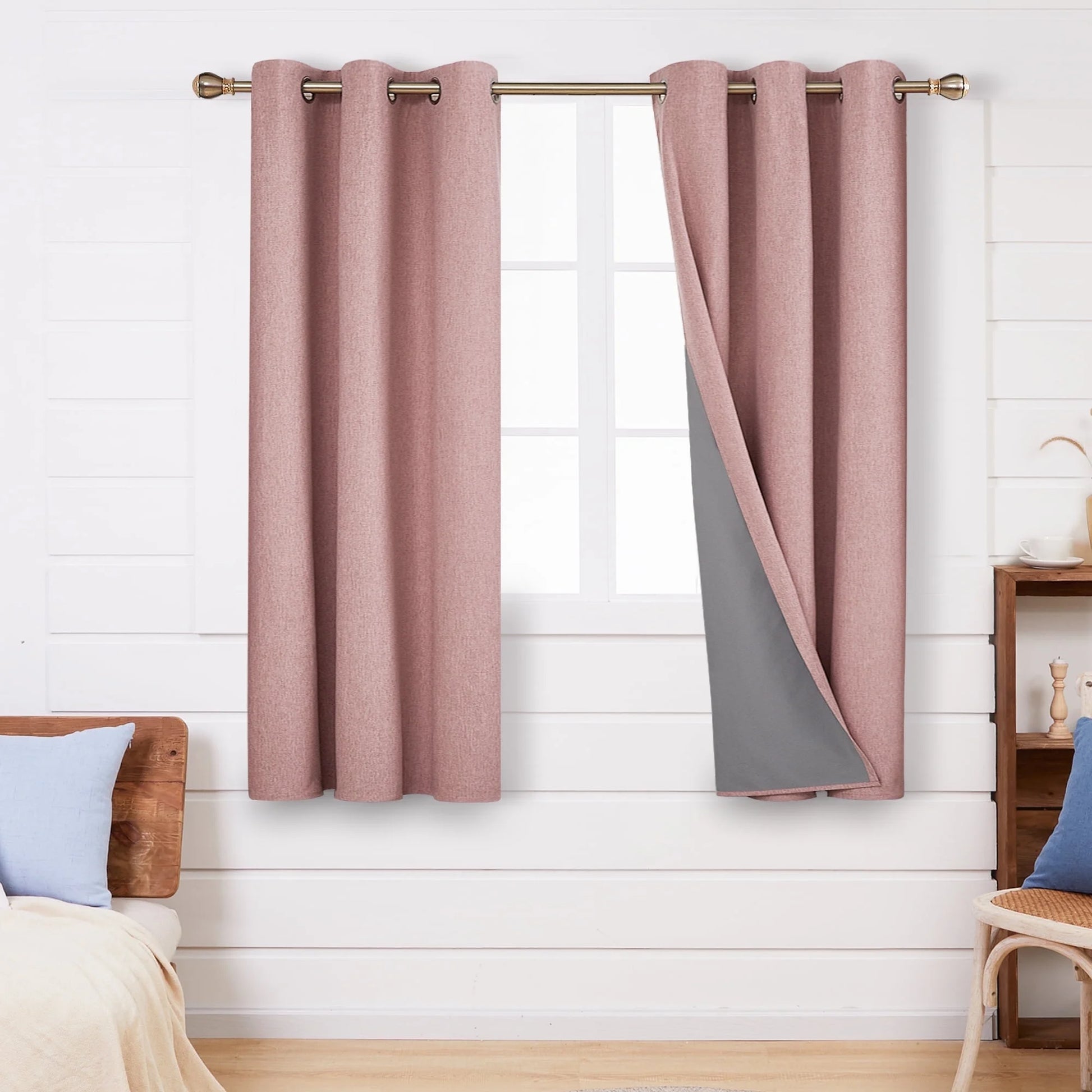 Total Blackout Curtains 2 Panels, Grommet Curtains Total Light Blocking Curtain, Soundproof Curtains for Bedroom (Khaki, 42W X 95L Inch)