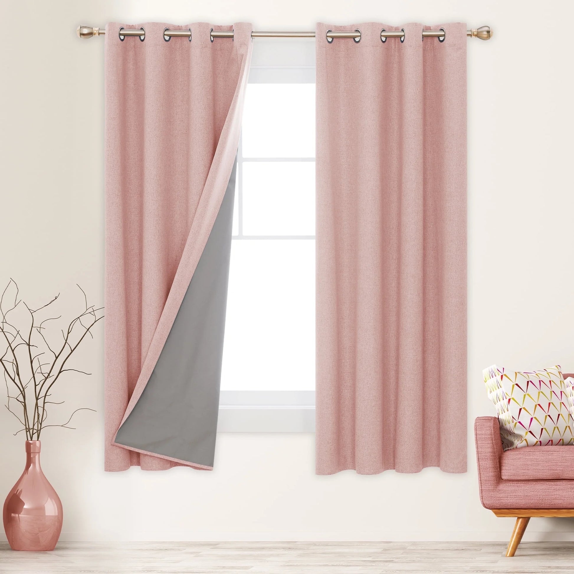 Total Blackout Curtains 2 Panels, Grommet Curtains Total Light Blocking Curtain, Soundproof Curtains for Bedroom (Khaki, 42W X 95L Inch)