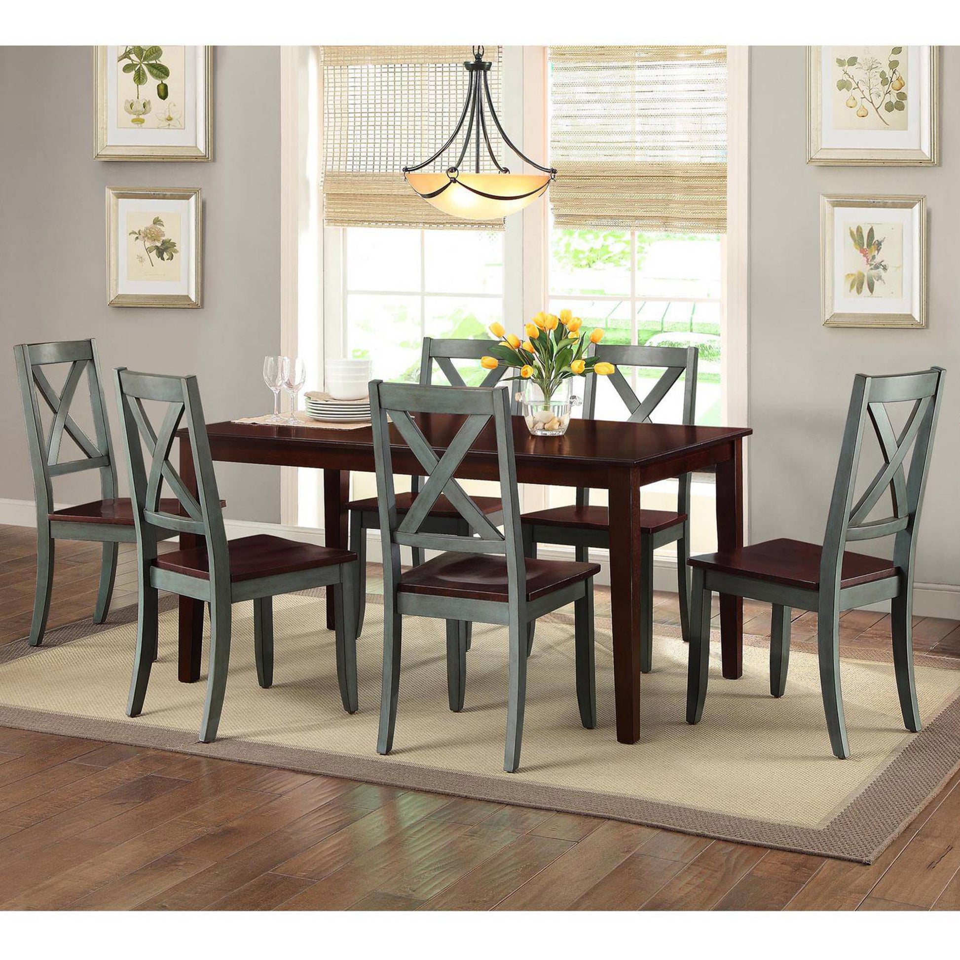 Maddox Crossing Dining Chairs, Set of 2, Dark Seafoam Finish