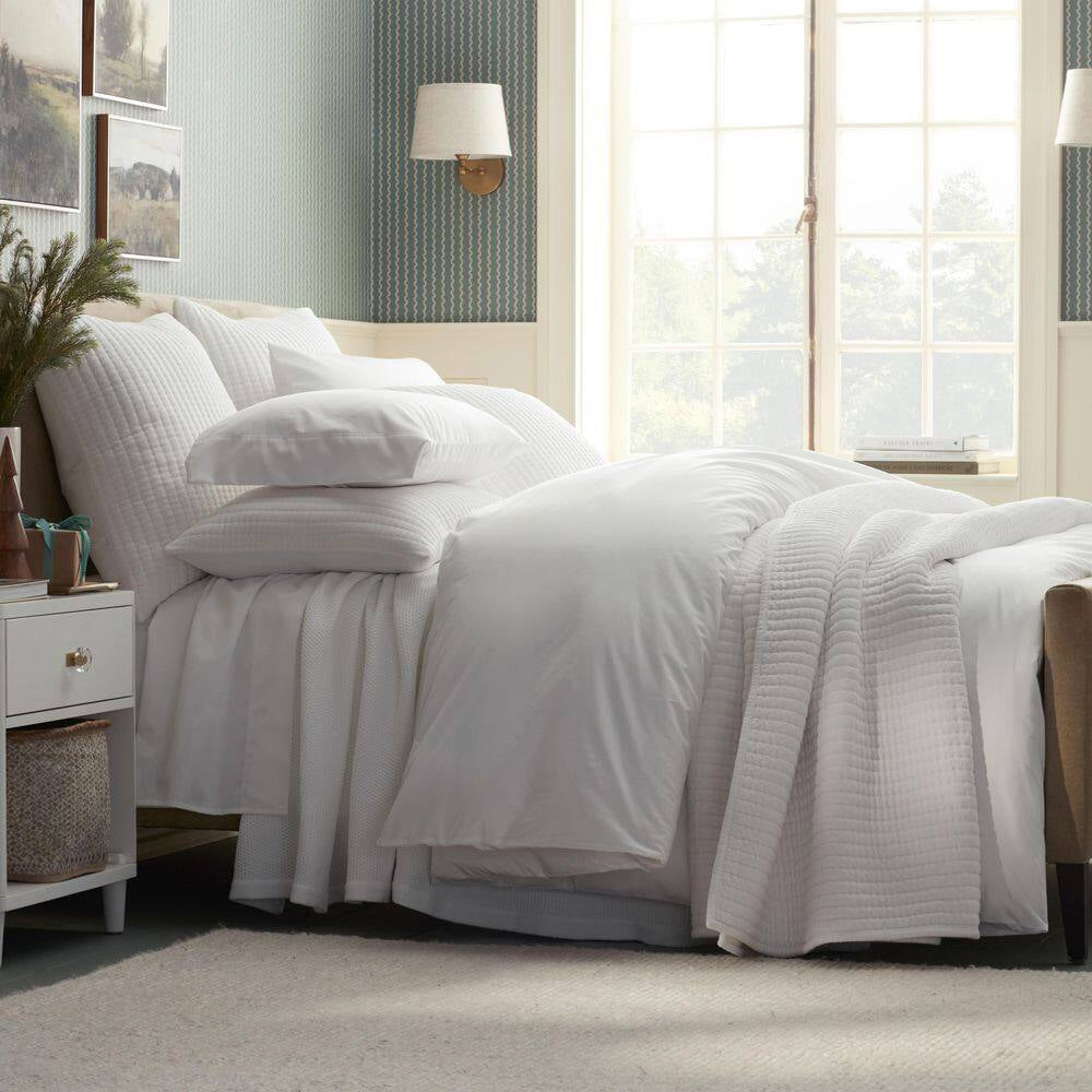 Legends Hotel White 450-Thread Count Wrinkle-Free Supima Cotton Sateen Twin Duvet Cover