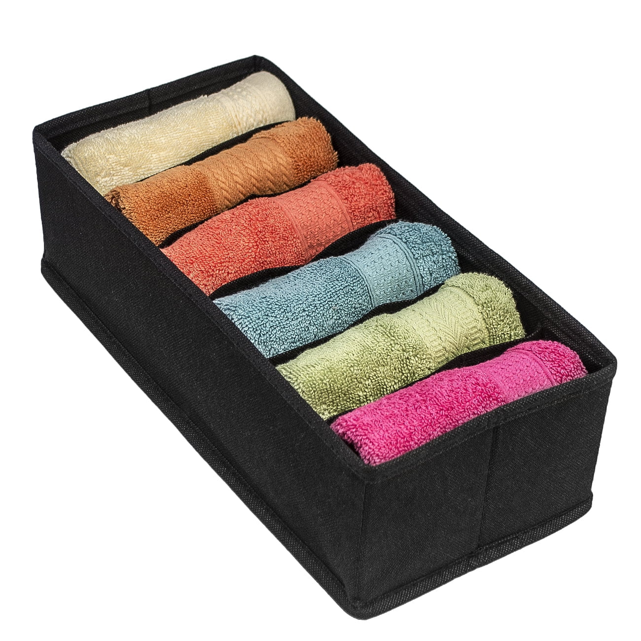 Set of 4 Foldable Drawer Dividers, Storage Boxes, Closet Organizers, under Bed Organizer, for Clothing, Shoes, Underwear, Bra, Socks and Ties (Black)