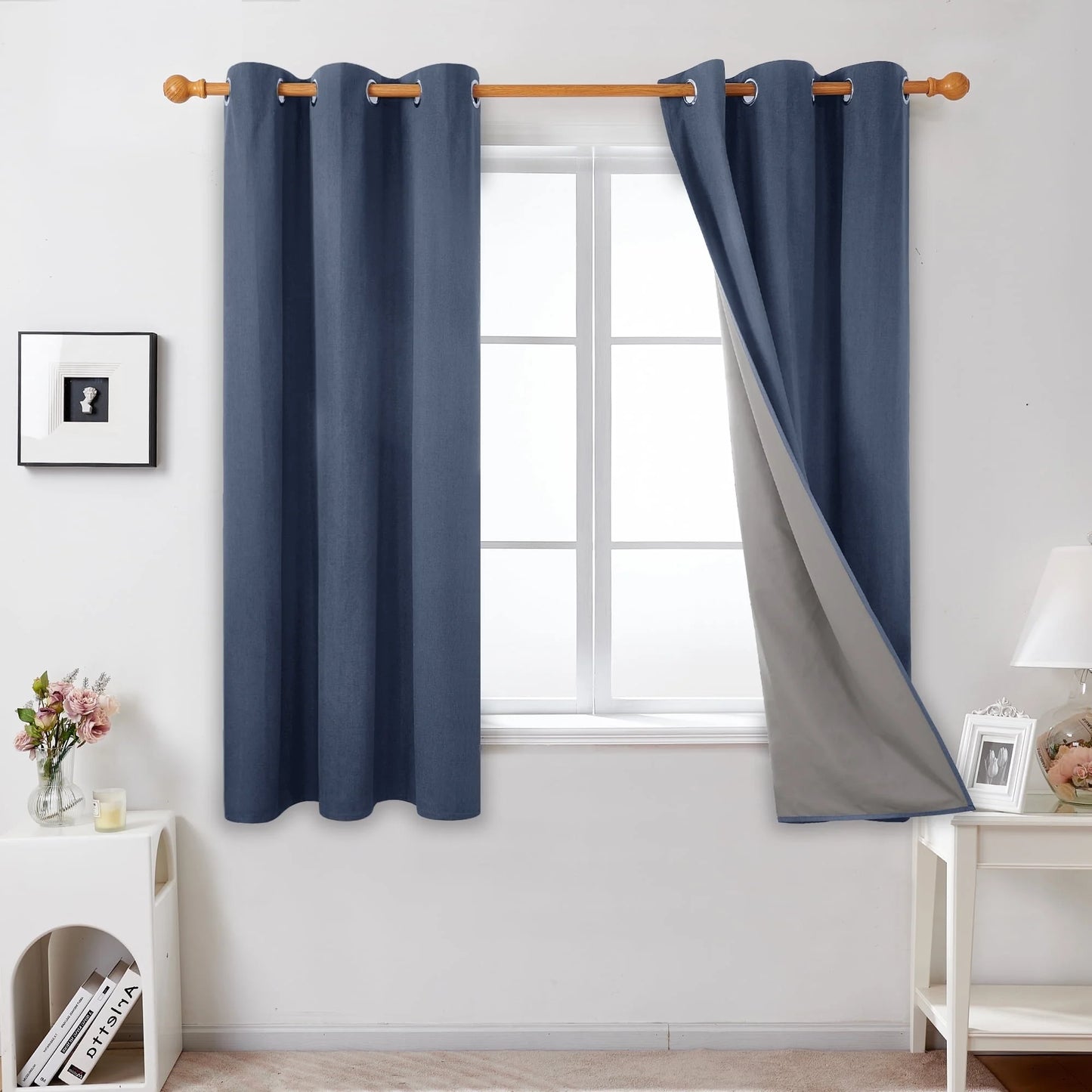 Total Blackout Curtains 2 Panels, Grommet Curtains Total Light Blocking Curtain, Soundproof Curtains for Bedroom (Khaki, 42W X 95L Inch)