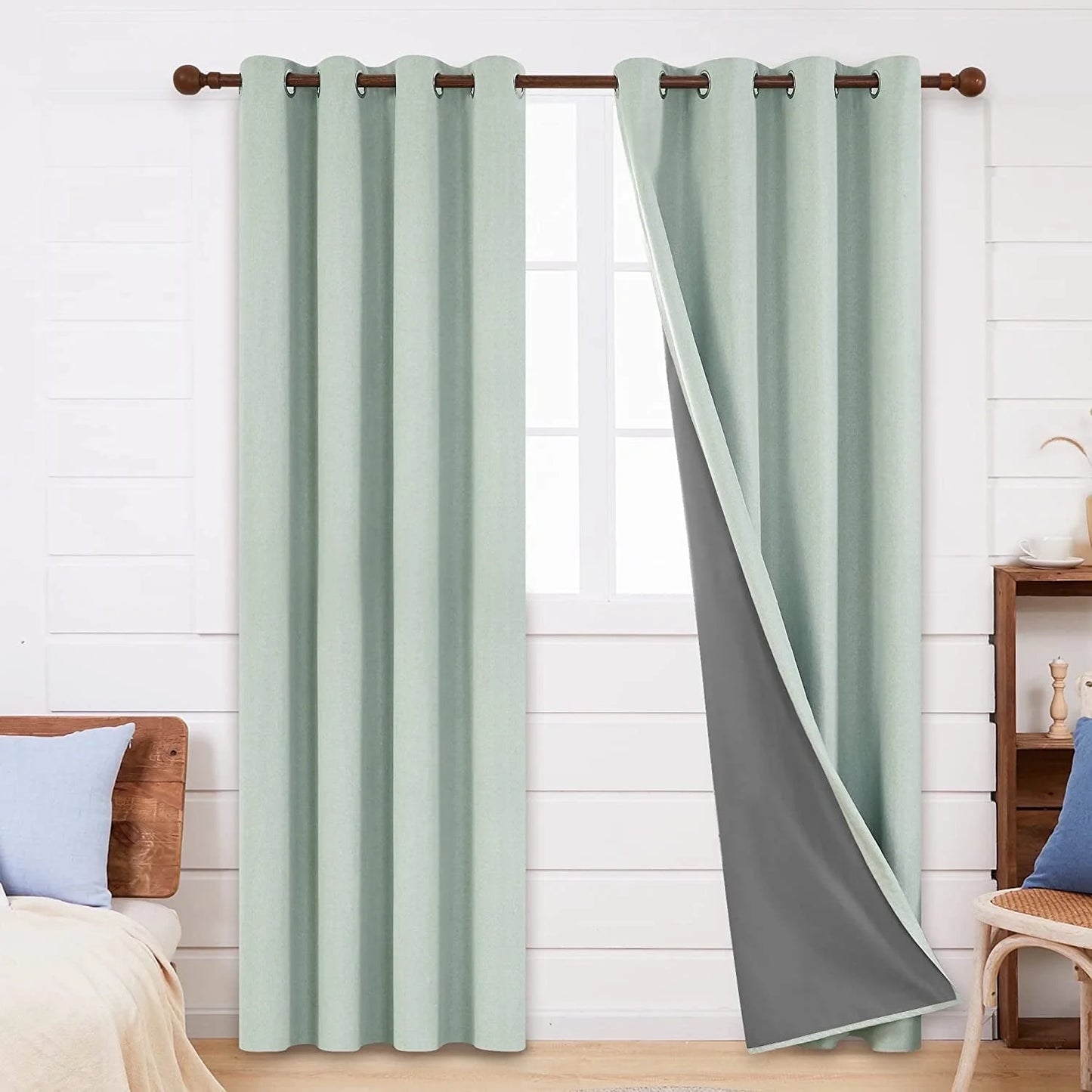 Total Blackout Curtains 2 Panels, Grommet Curtains Total Light Blocking Curtain, Soundproof Curtains for Bedroom (Khaki, 42W X 95L Inch)