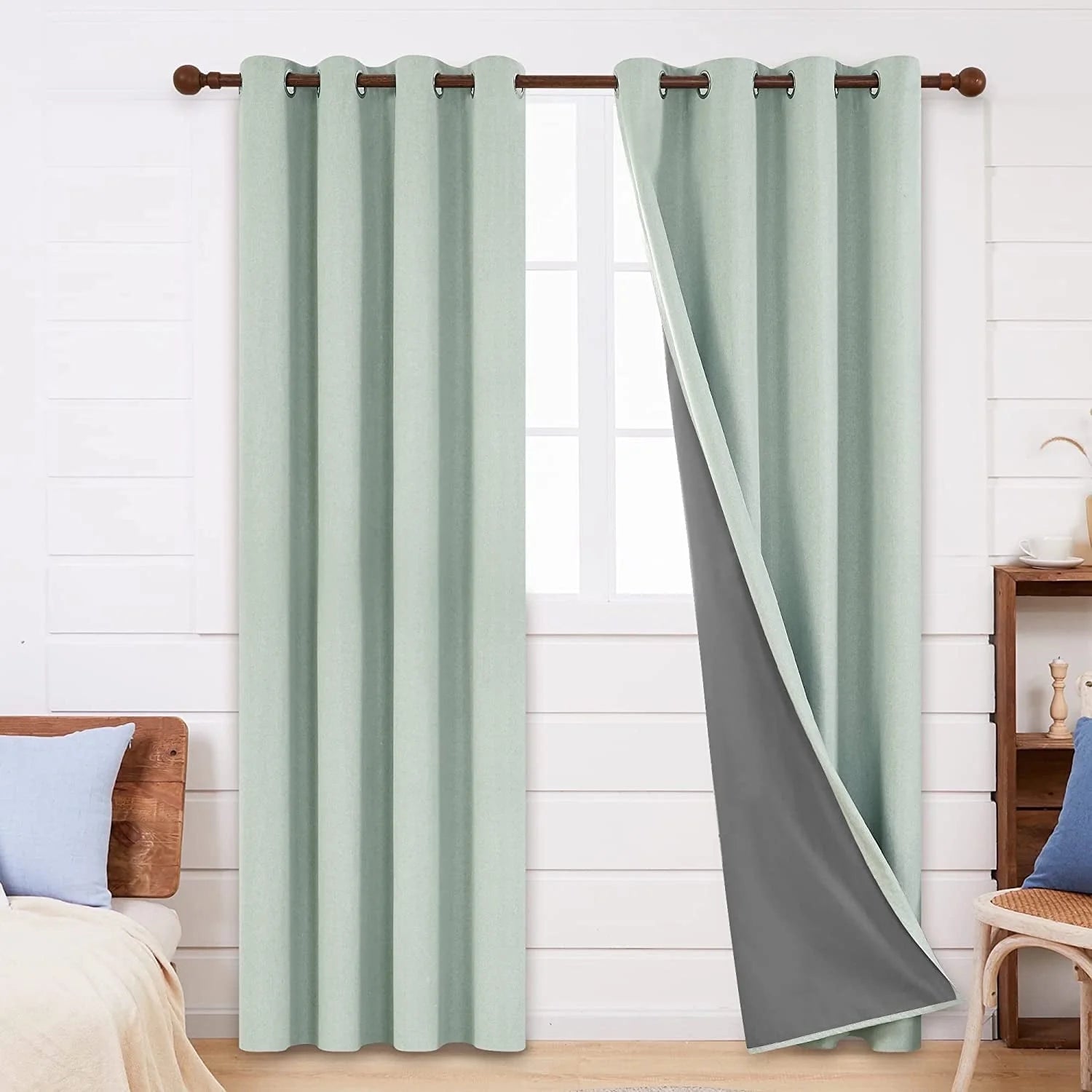 Total Blackout Curtains 2 Panels, Grommet Curtains Total Light Blocking Curtain, Soundproof Curtains for Bedroom (Khaki, 42W X 95L Inch)