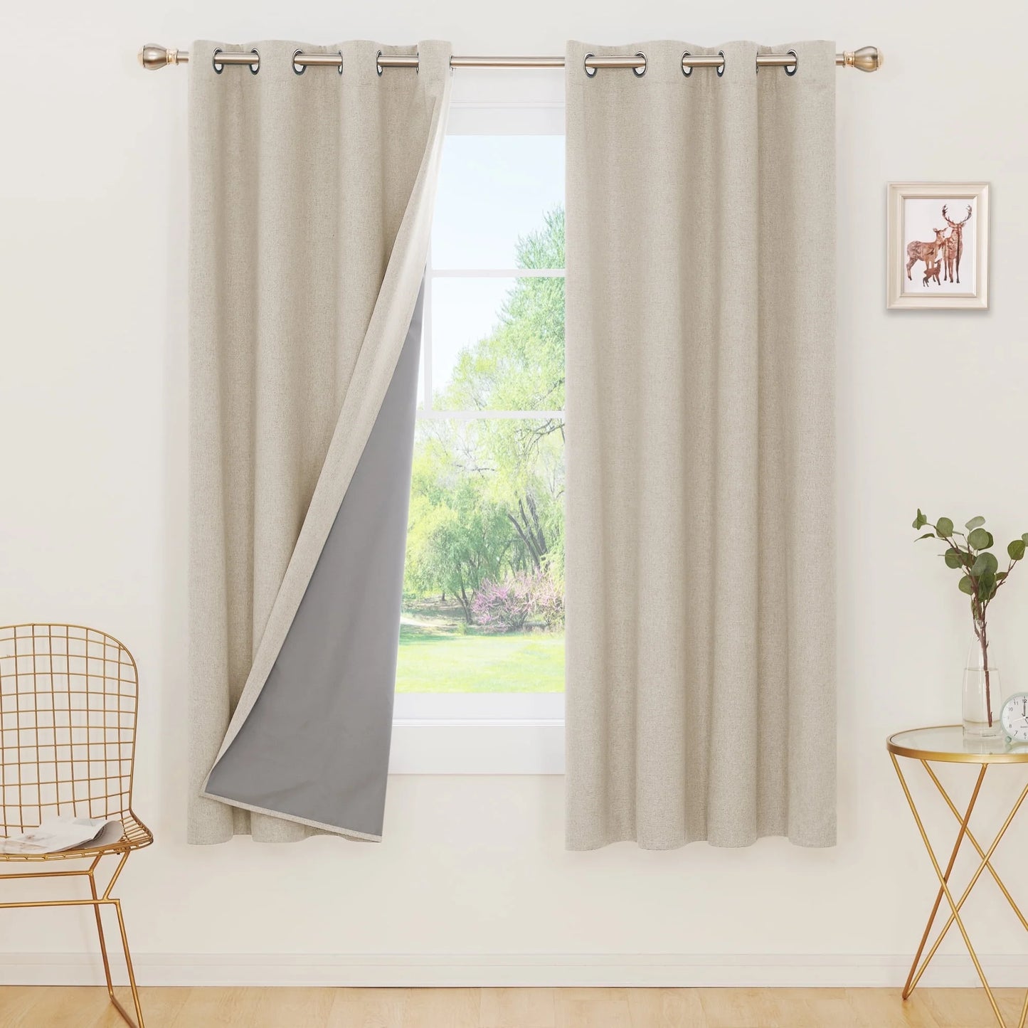 Total Blackout Curtains 2 Panels, Grommet Curtains Total Light Blocking Curtain, Soundproof Curtains for Bedroom (Khaki, 42W X 95L Inch)