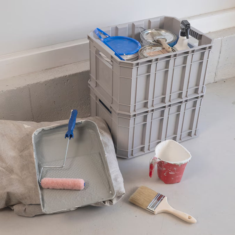 Grey Heavy Duty Stackable Tote Medium 8.5 -Gallons ( 34 -Quarts ) 