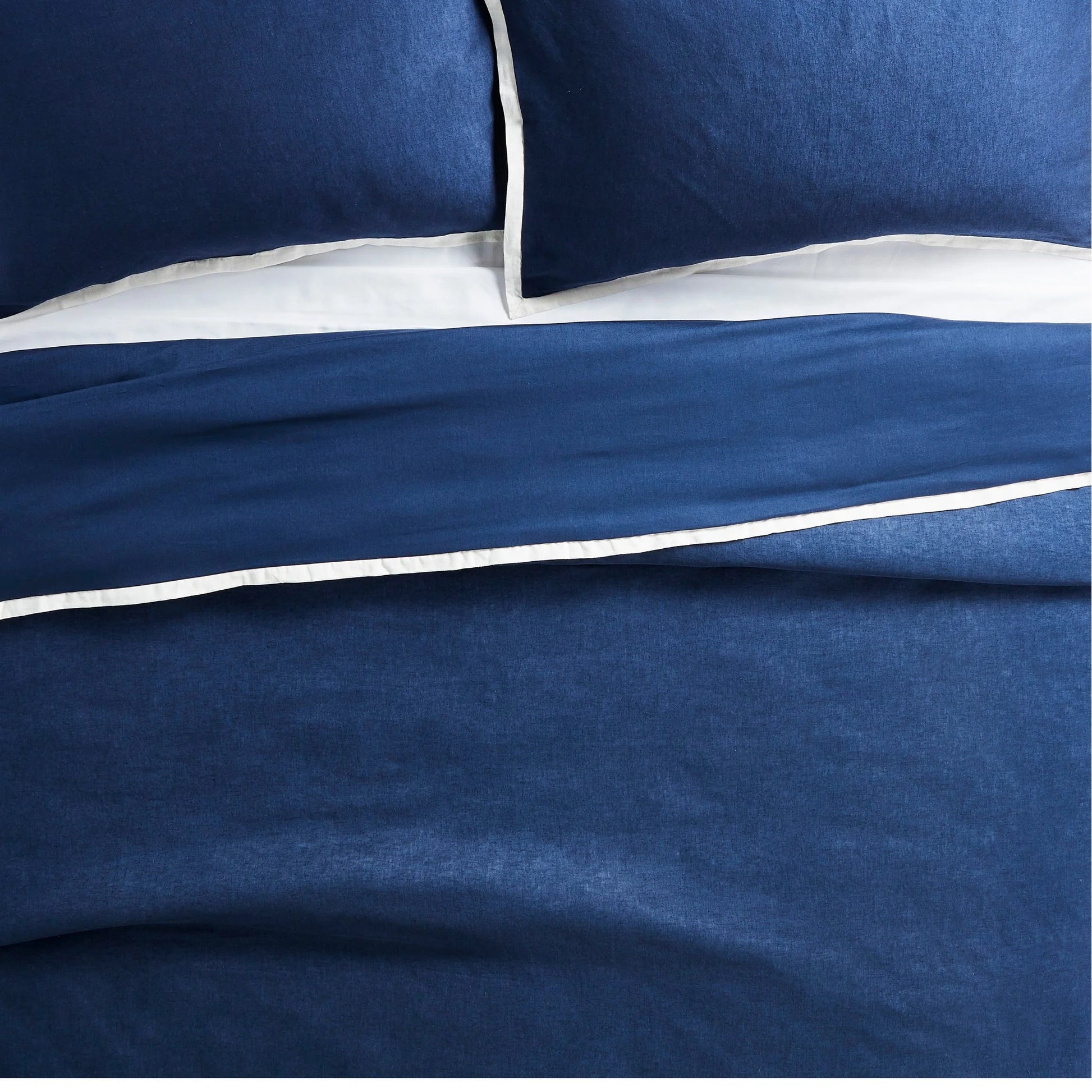 3-Piece Navy Linen Duvet Cover Set, Full/Queen