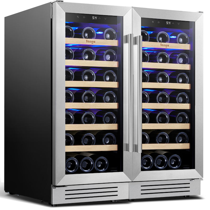 30-In W 66 -Bottles Stainless Steel Dual Zone Cooling Built-In/Freestanding Indoor Wine Cooler