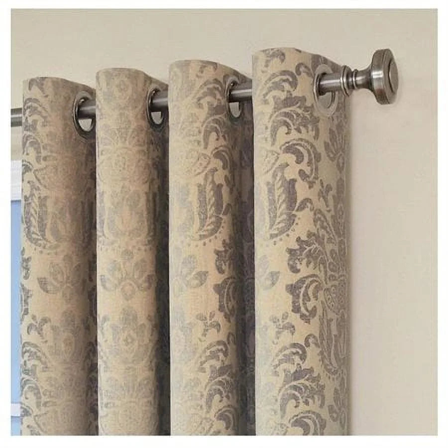Nadya Floral Room Darkening Grommet Top Single Window Curtain Panel, Black, 52 X 63