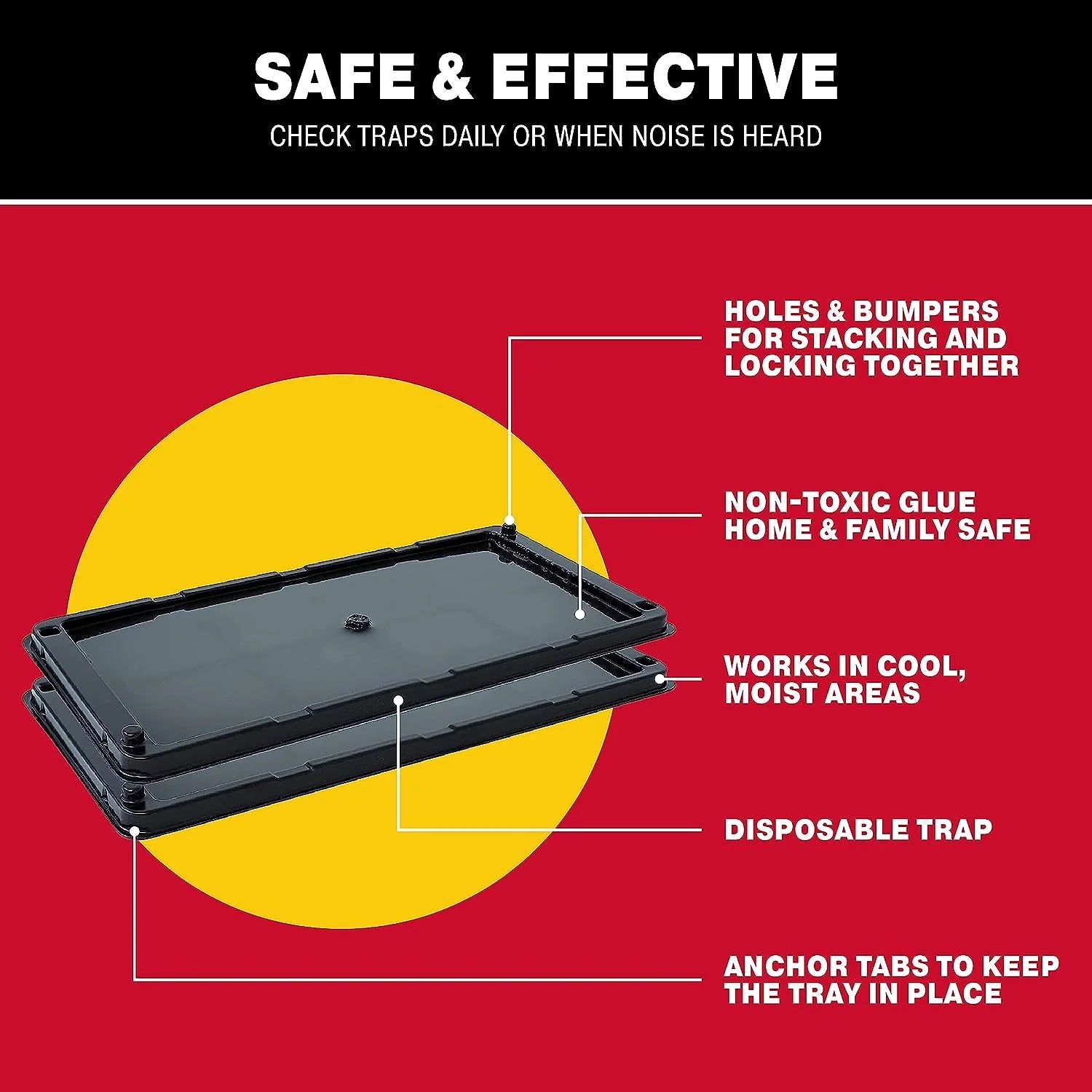 Heavy Duty Solid Glue Traps, 2 Count - for Rats, Mice & Insects