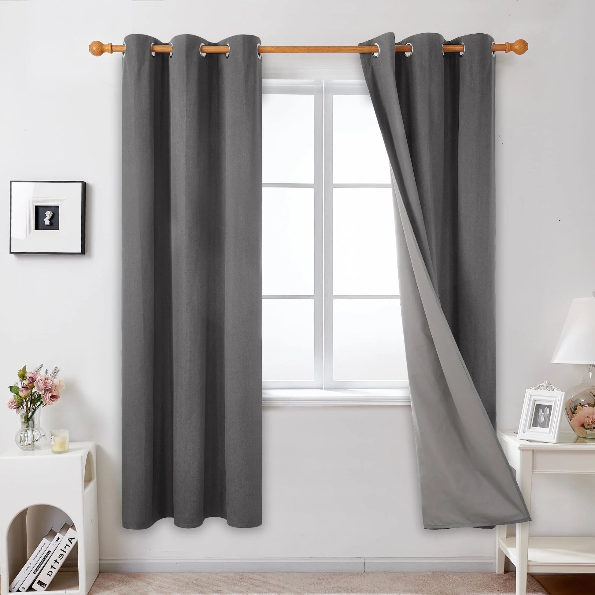 Total Blackout Curtains 2 Panels, Grommet Curtains Total Light Blocking Curtain, Soundproof Curtains for Bedroom (Khaki, 42W X 95L Inch)