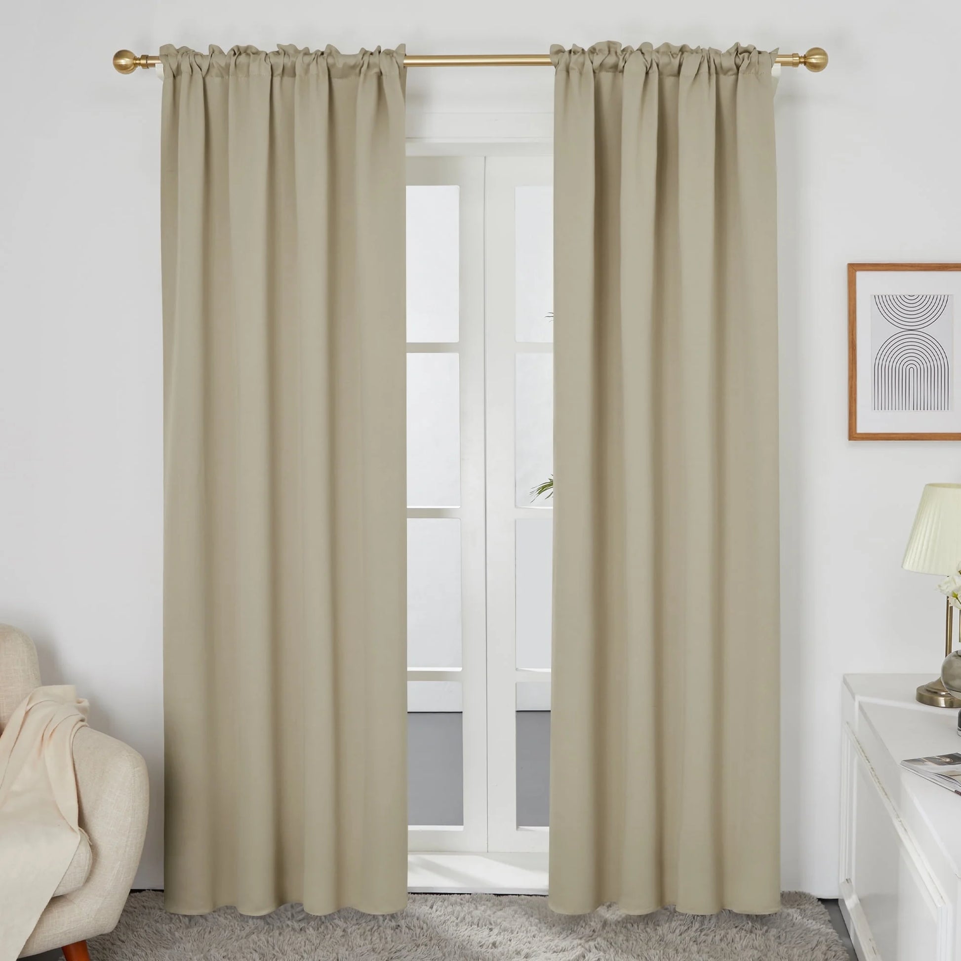 Blackout Curtains Rod Pocket Solid Thermal Insulated Curtains & Drapes for Bedroom 2 Panels, 42 X 63 Inch , Black