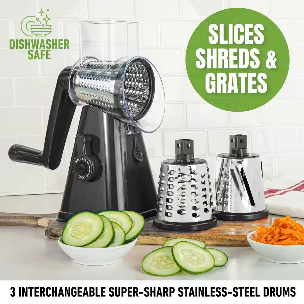 Signature Series Multi Slicer Pro 3 In. 1 Spinning Rotating Mandoliner and Countertop Food Slicer Grater