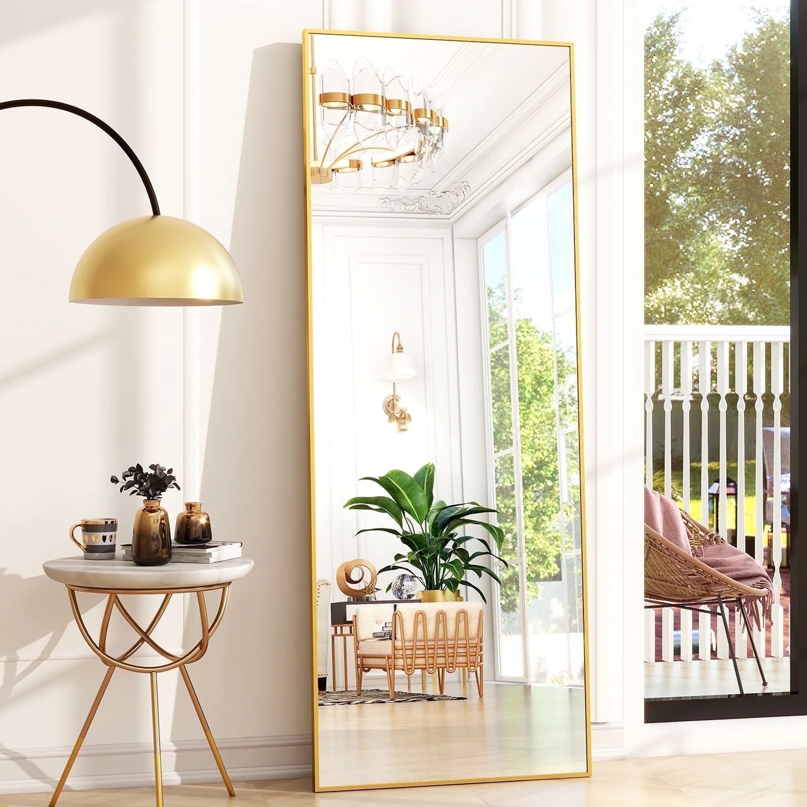 71"X26" Full Length Mirror Oversized Rectangle Body Dressing Floor Mirrors for Standing Leaning, Black