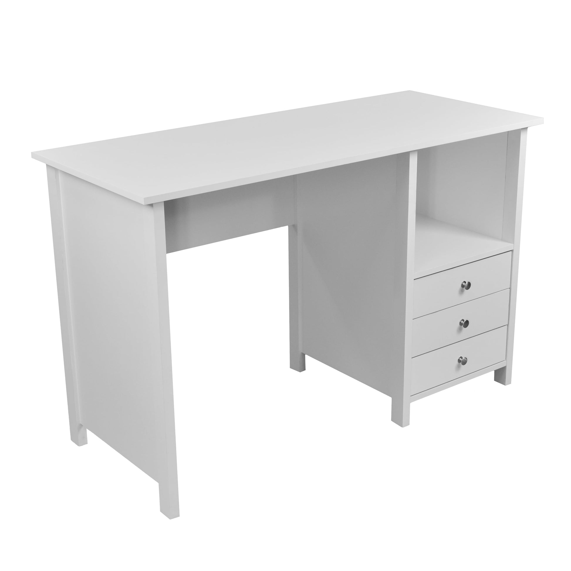 Contemporary 3-Drawer Computer Desk, White