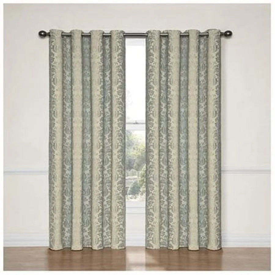 Nadya Floral Room Darkening Grommet Top Single Window Curtain Panel, Black, 52 X 63