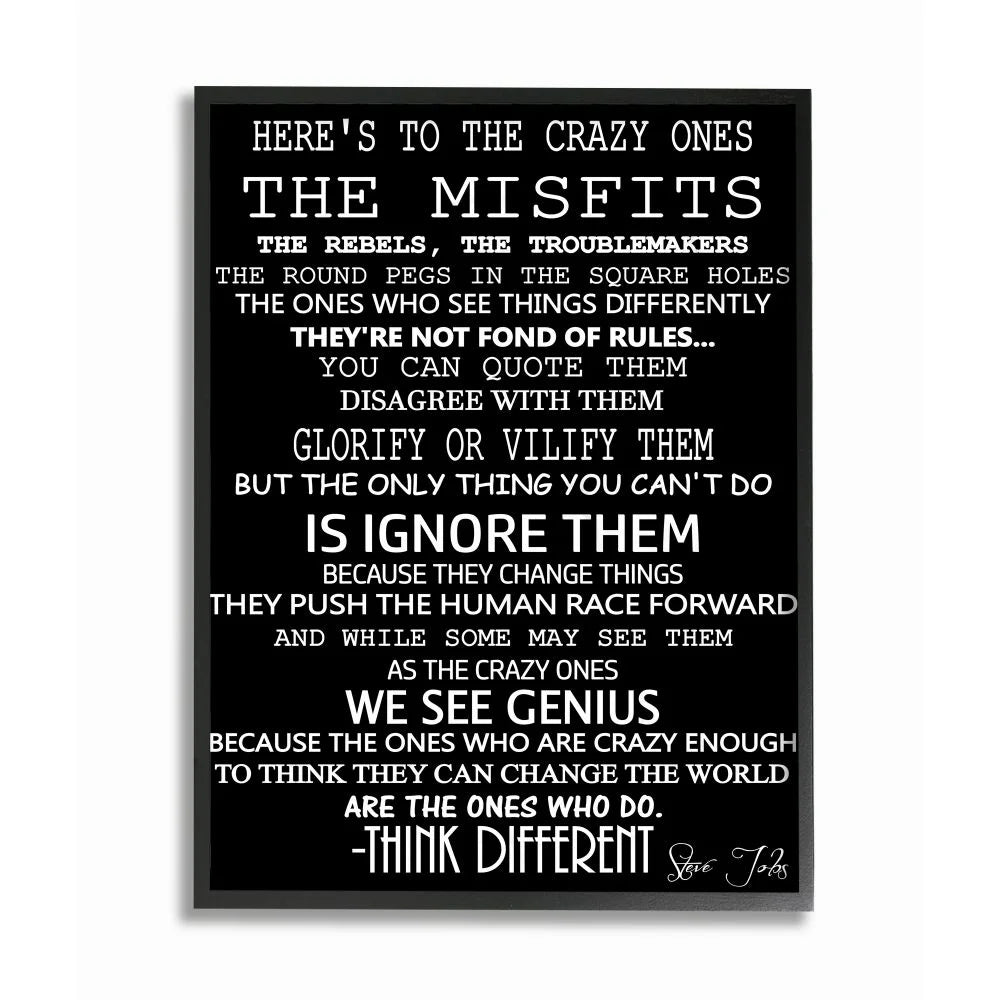 Crazy Ones Inspirational Quote Word Black and White Design Wall Plaque Art by Daniel Sproul