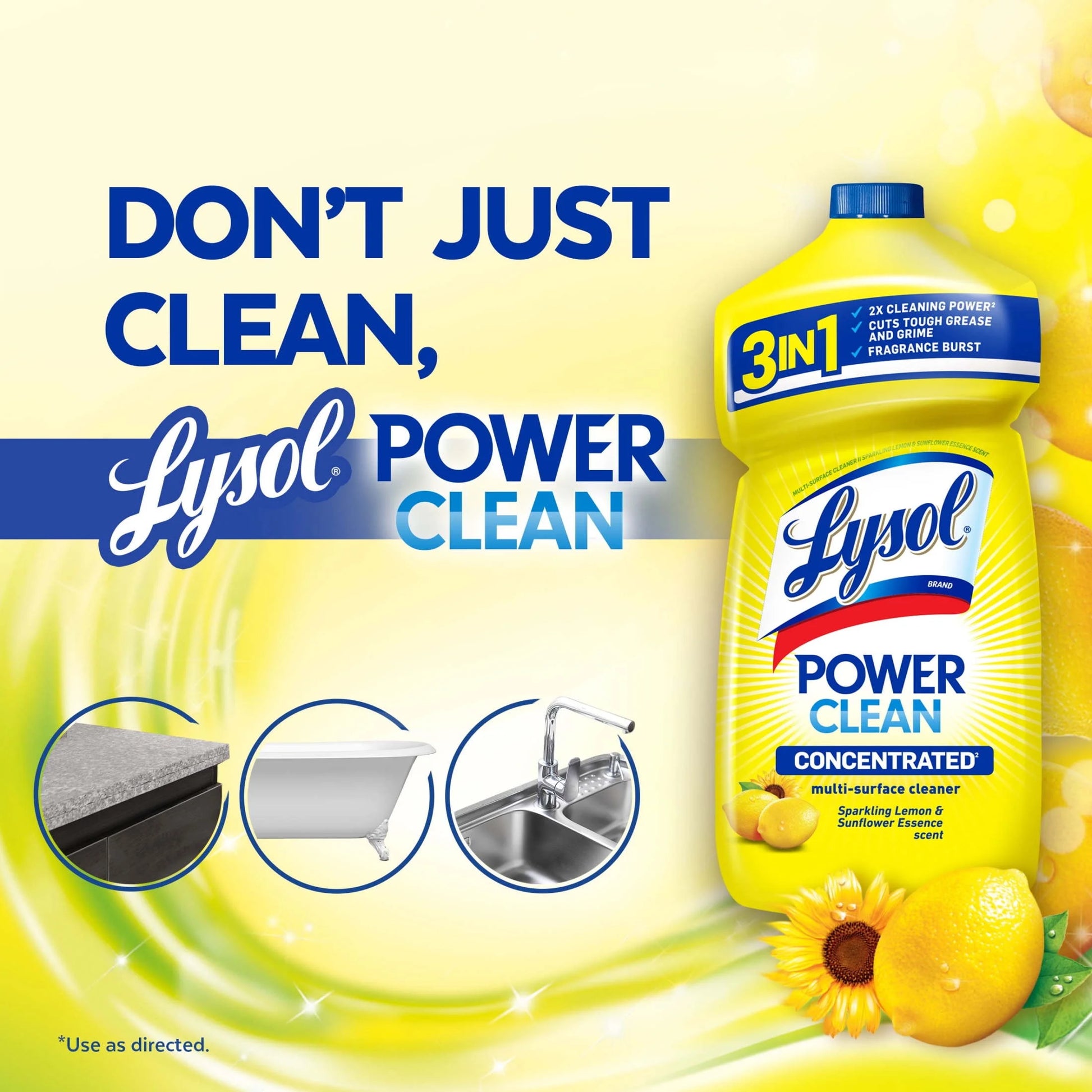 Power Clean Multi-Surface Cleaner, 2X Concentrated Pour, 48 Fl Oz