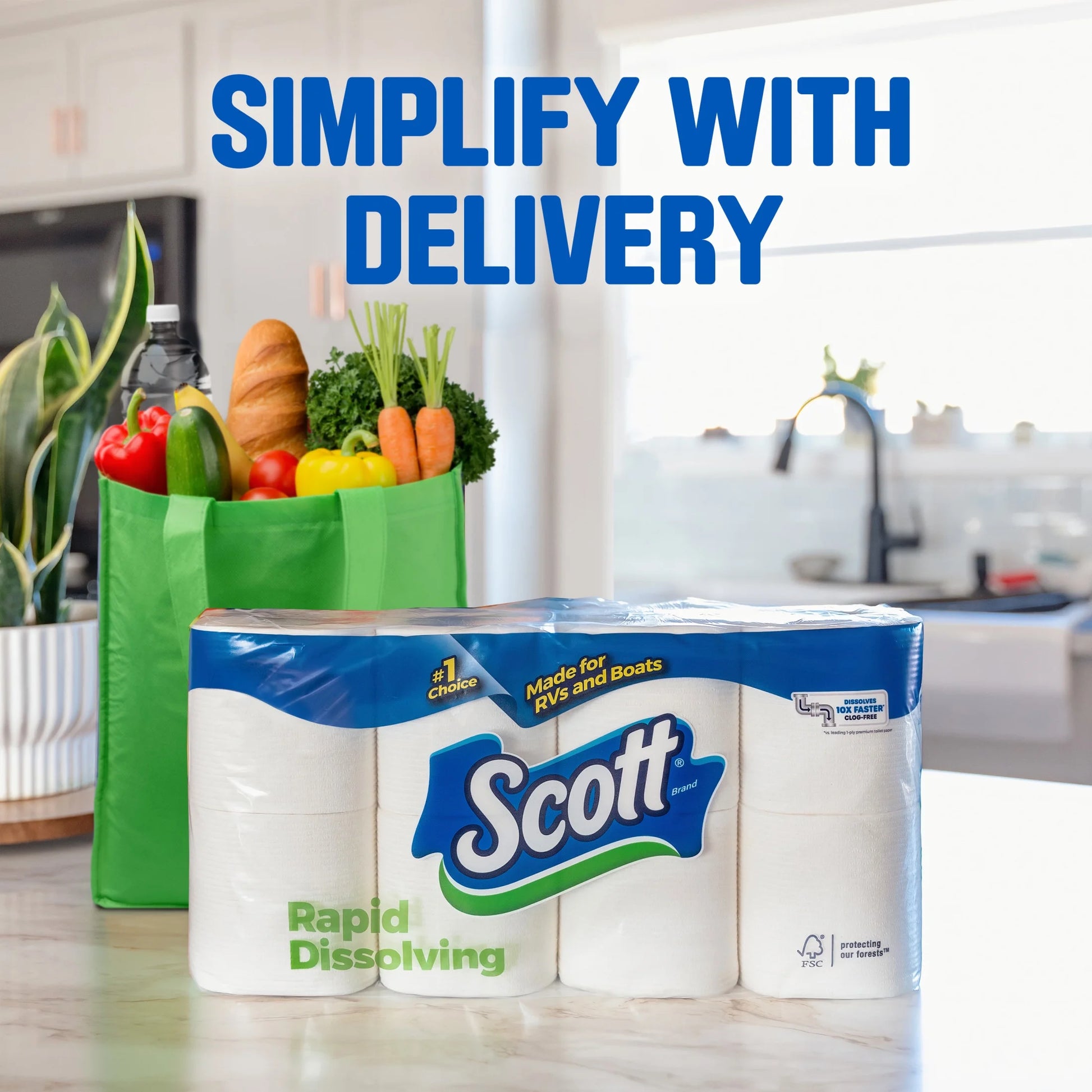 Rapid-Dissolving Toilet Paper for Rvs & Boats, 8 Double Rolls