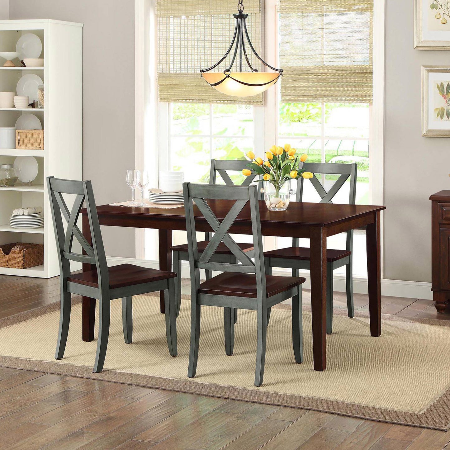 Maddox Crossing Dining Chairs, Set of 2, Dark Seafoam Finish