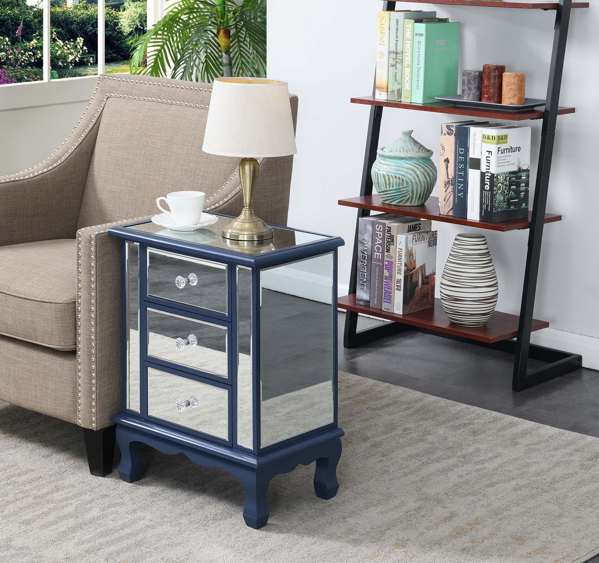 Gold Coast Vineyard 3-Drawer Mirrored End Table