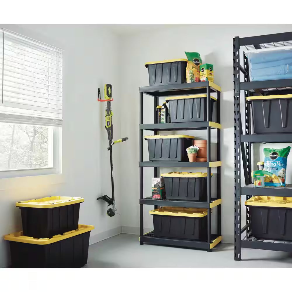 5-Tier Easy Assembly Multi-Purpose Plastic Garage Storage Shelving Unit in Black (36 In. W X 74 In. H X 18 In. D)