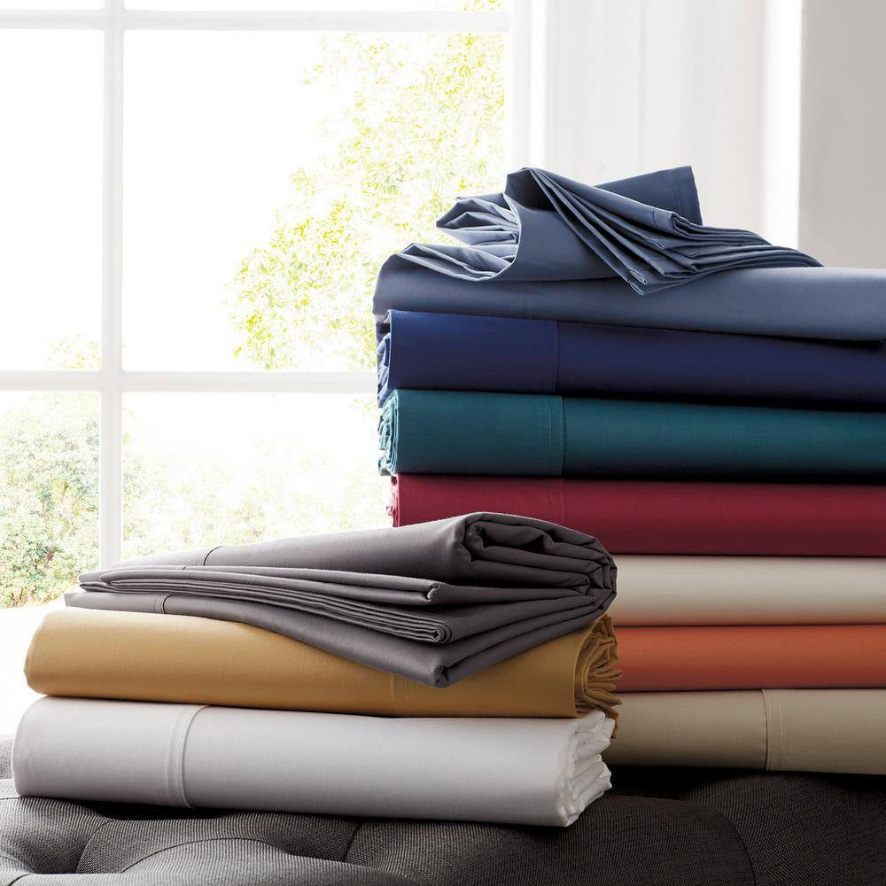 Company Cotton White Solid 300-Thread Count Wrinkle-Free Sateen Full Duvet Cover