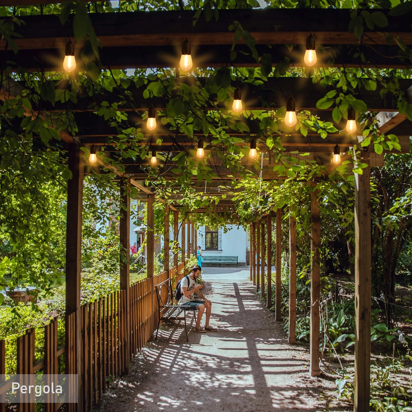 (2 Pack)  24-Foot Outdoor Commercial String Lights, 12 Shatterproof LED Bulbs, Indoor/Outdoor Use