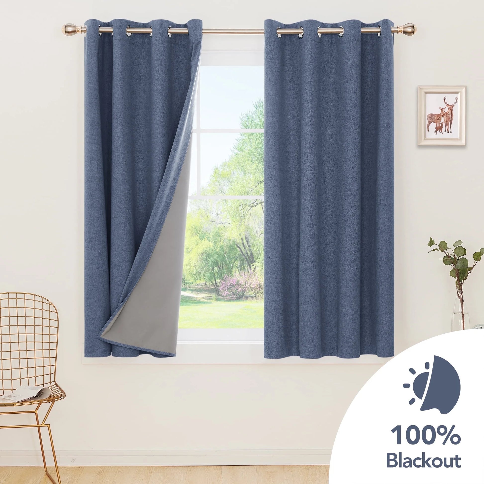Total Blackout Curtains 2 Panels, Grommet Curtains Total Light Blocking Curtain, Soundproof Curtains for Bedroom (Khaki, 42W X 95L Inch)