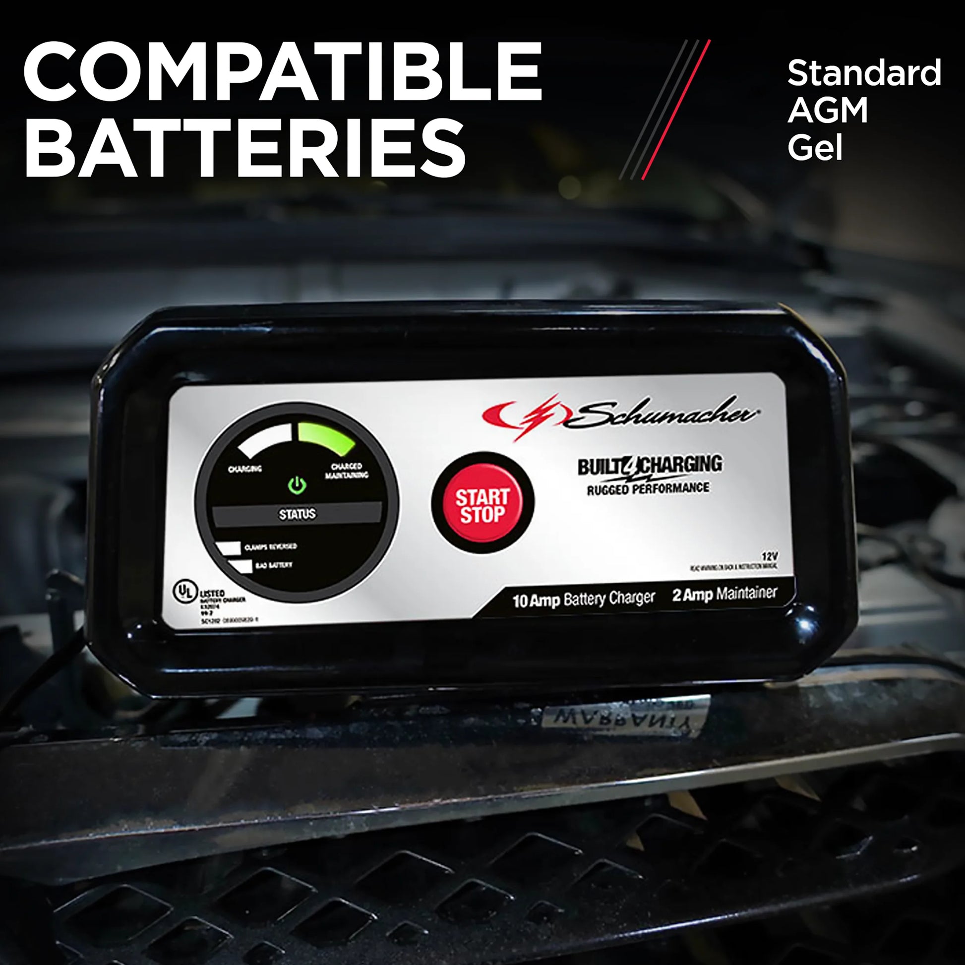 SC1282 3-In-1 12V Fully Automatic 10A Battery Charger and Maintainer